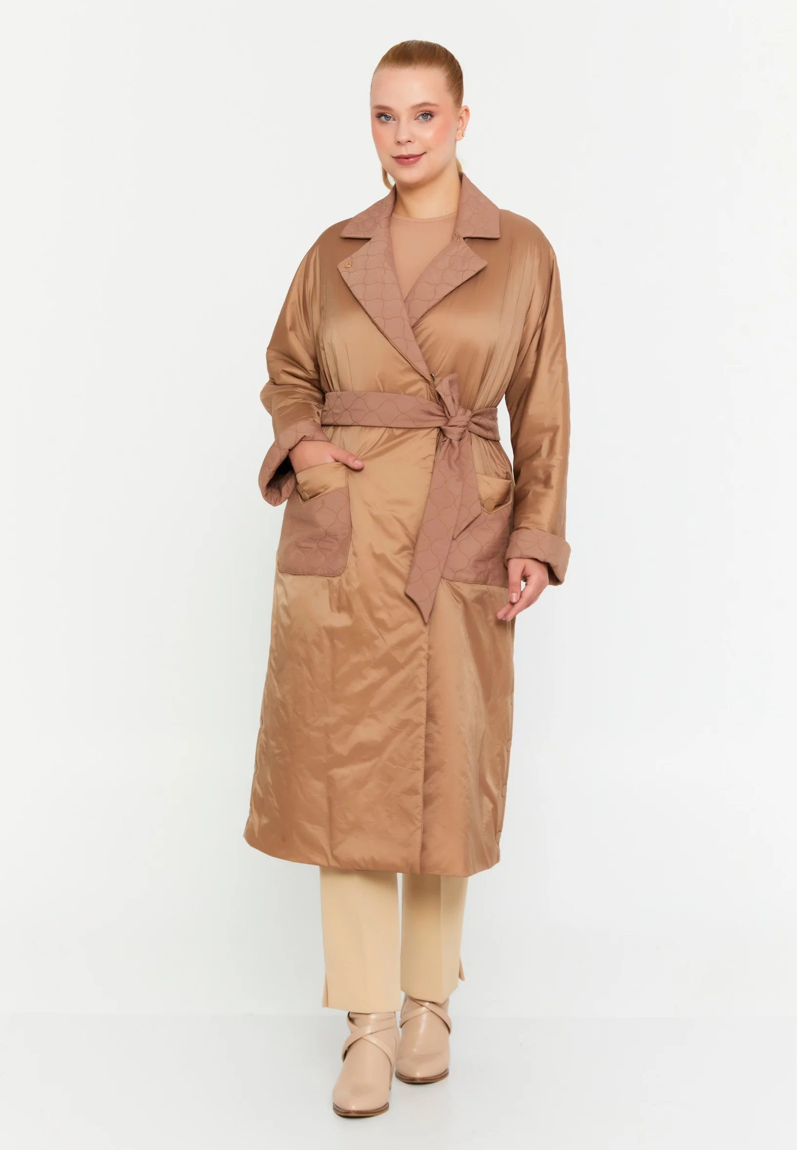 Polyester Solid Color Plus Size Coat mml0477 - Image 2