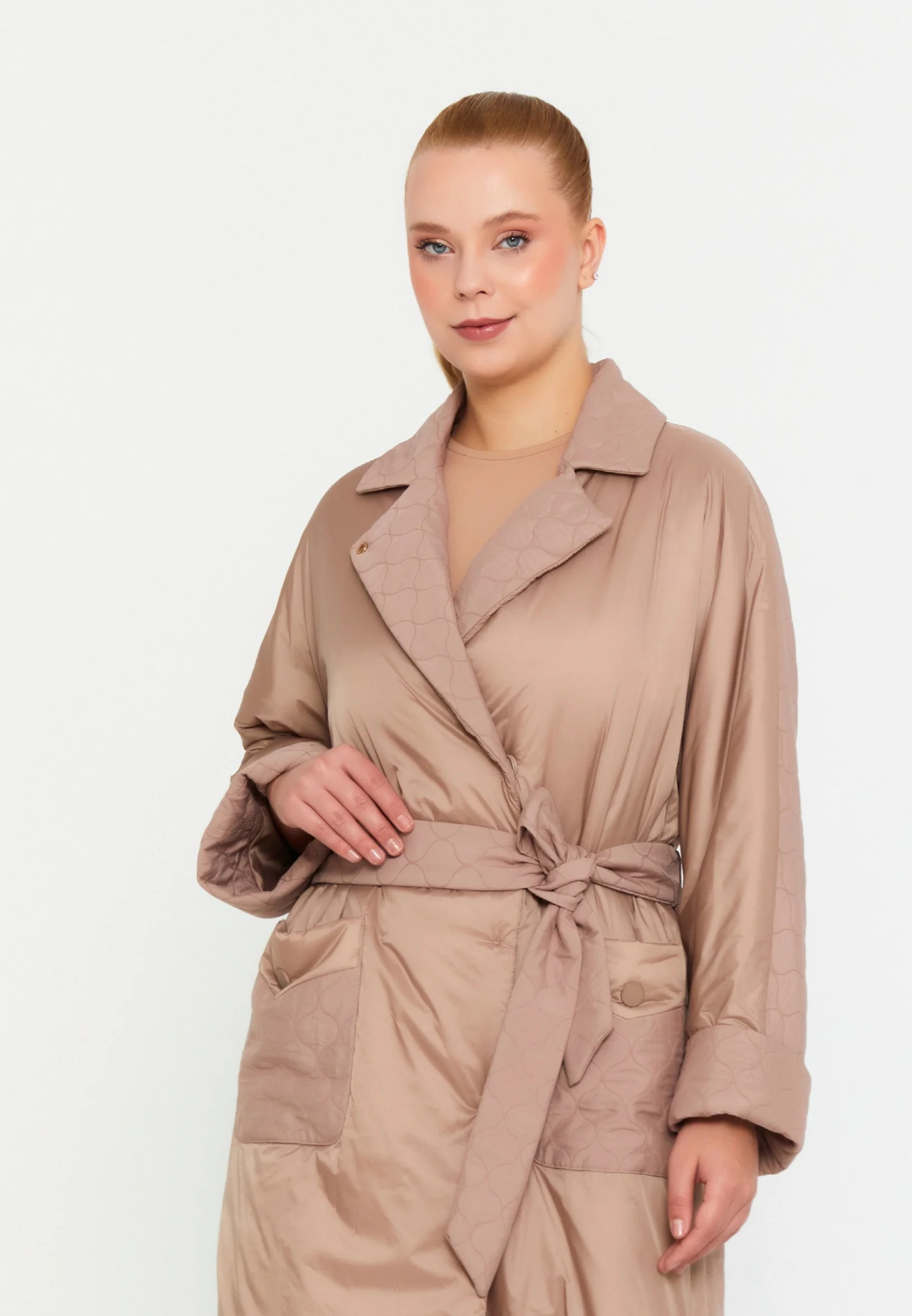 Polyester Solid Color Plus Size Coat mml0477 - Image 5