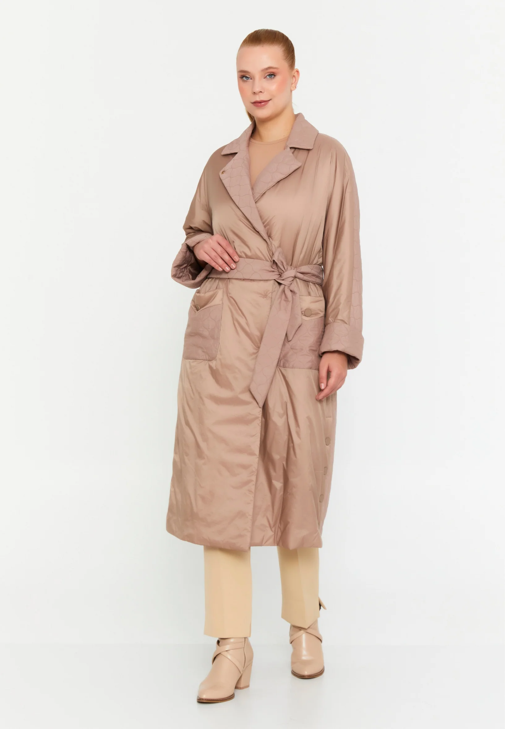Polyester Solid Color Plus Size Coat mml0477 - Image 6