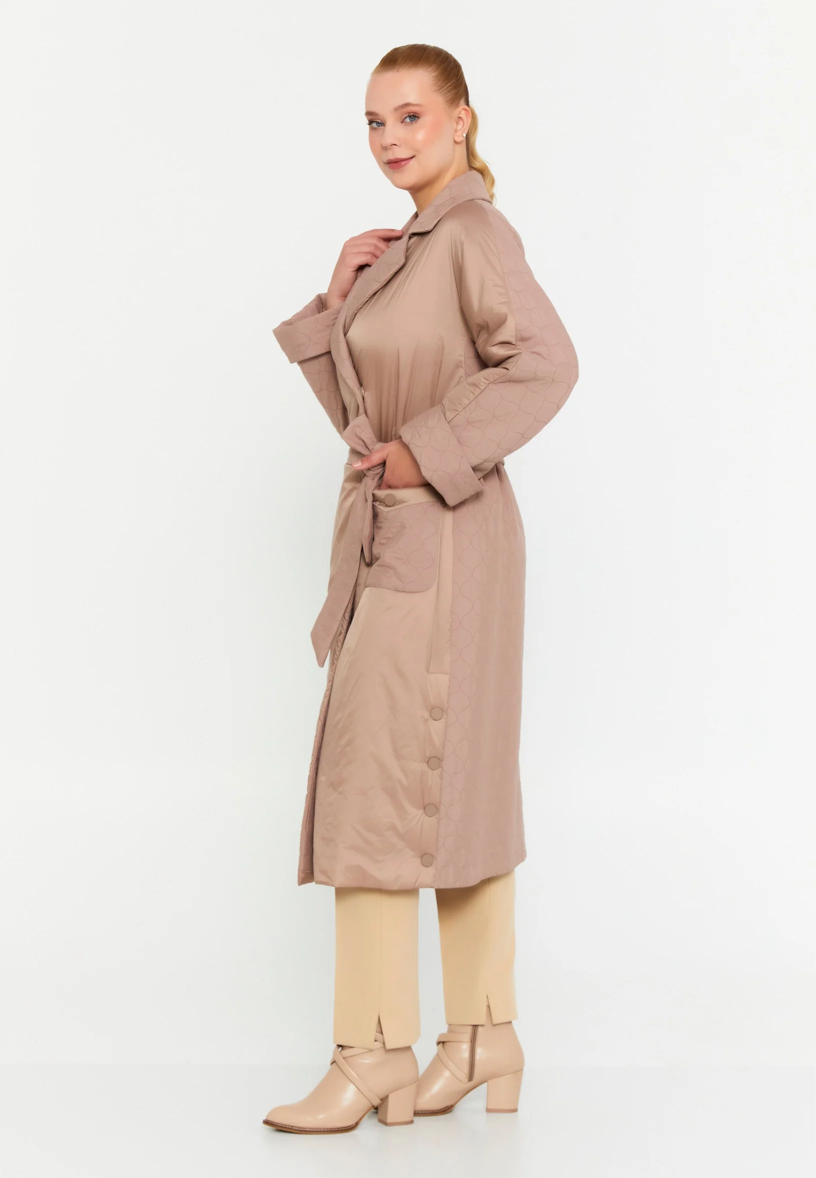Polyester Solid Color Plus Size Coat mml0477 - Image 8