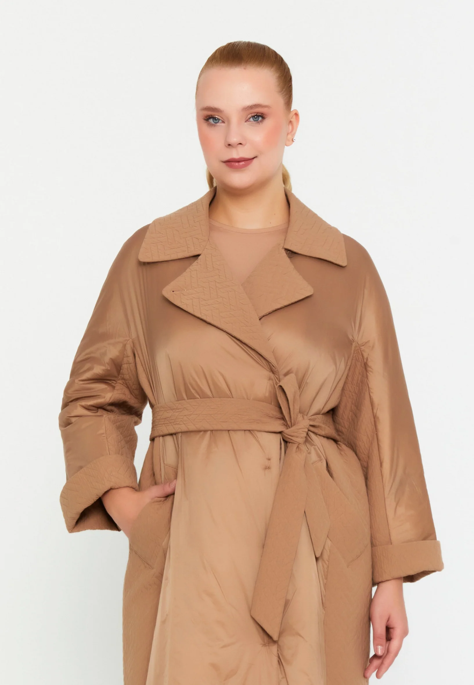 Polyester Solid Color Plus Size Coat mml0478-b