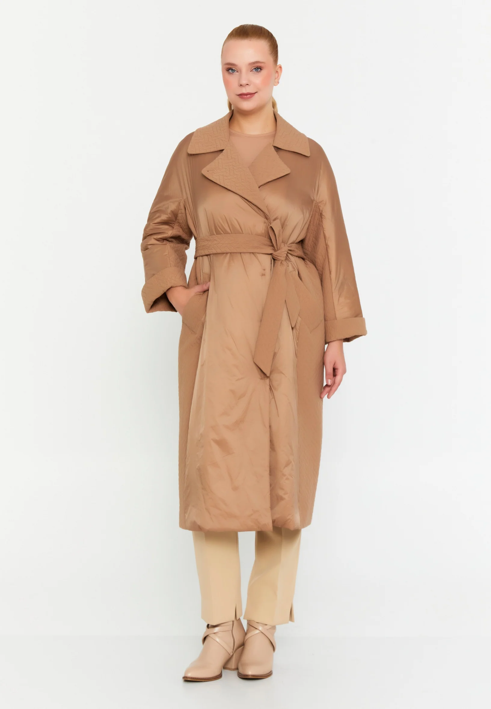 Polyester Solid Color Plus Size Coat mml0478-b - Image 2