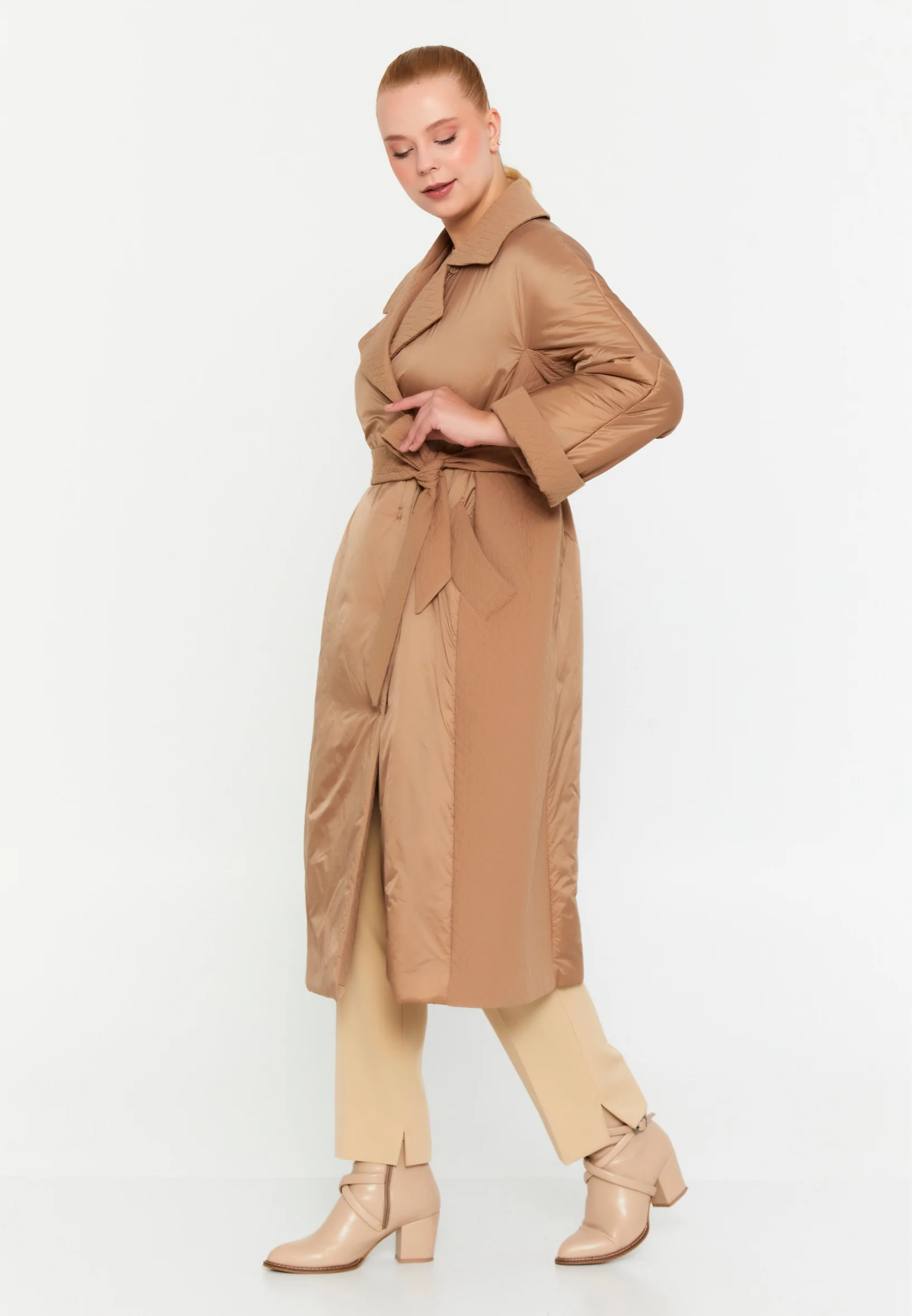 Polyester Solid Color Plus Size Coat mml0478-b - Image 4