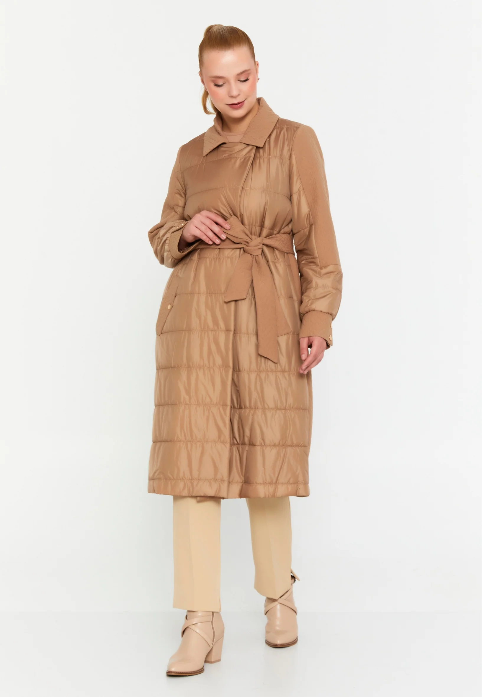 Polyester Solid Color Plus Size Coat mml0568 - Image 2