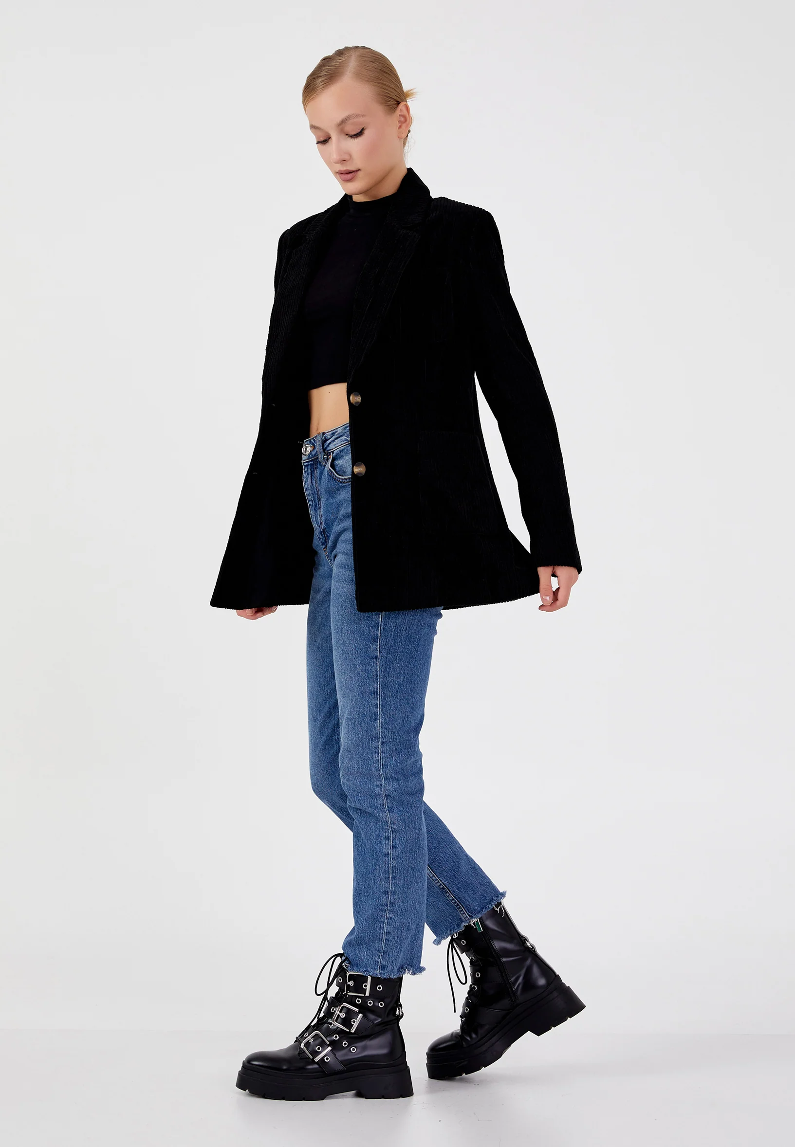 Polyester Solid Color Regular Coat ber23k1124 - Image 4