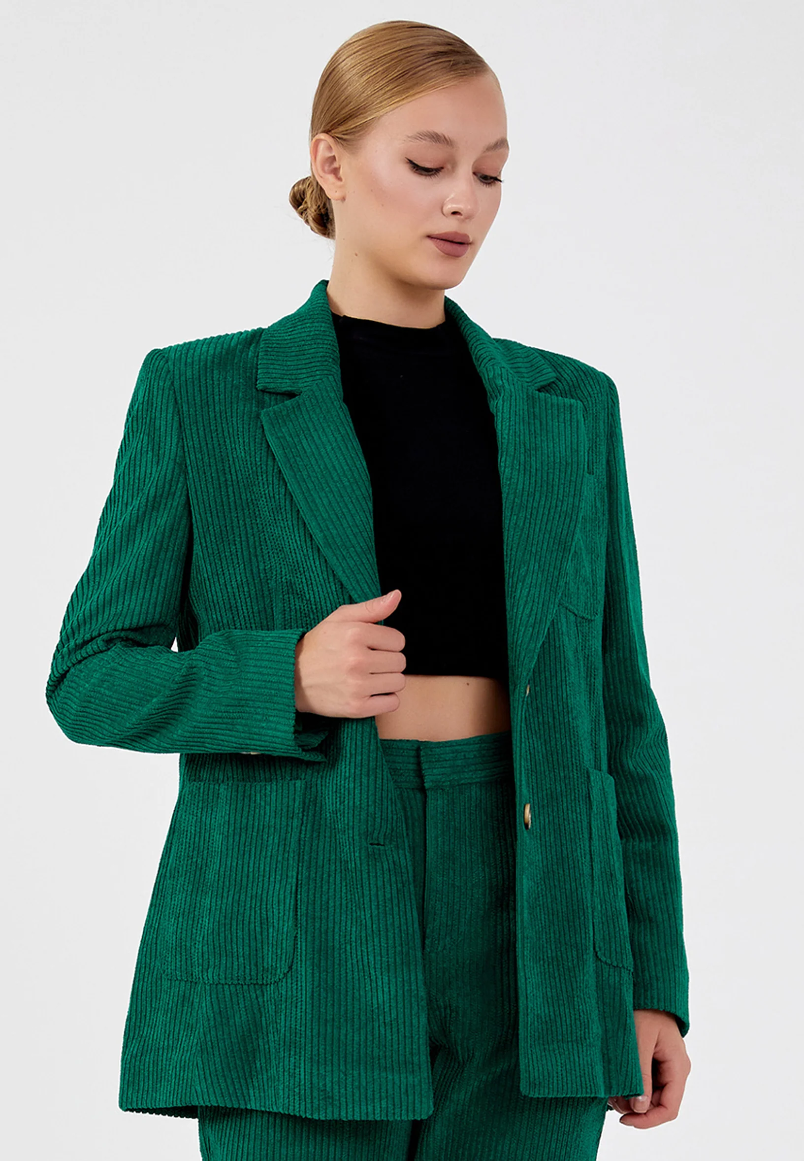 Polyester Solid Color Regular Coat ber23k1124 - Image 5