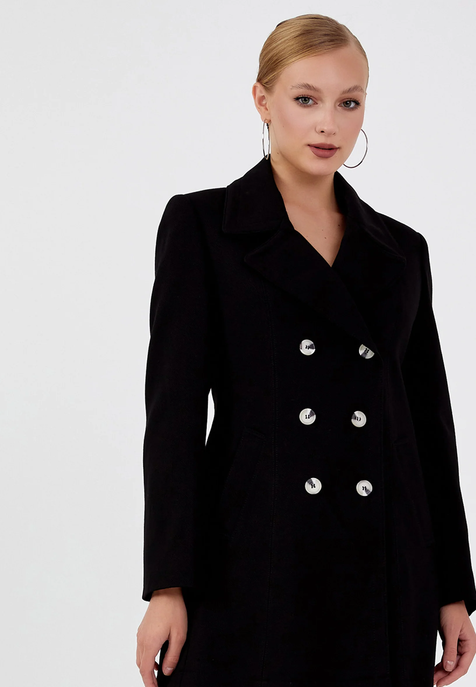 Polyester Solid Color Regular Coat ber23k8123