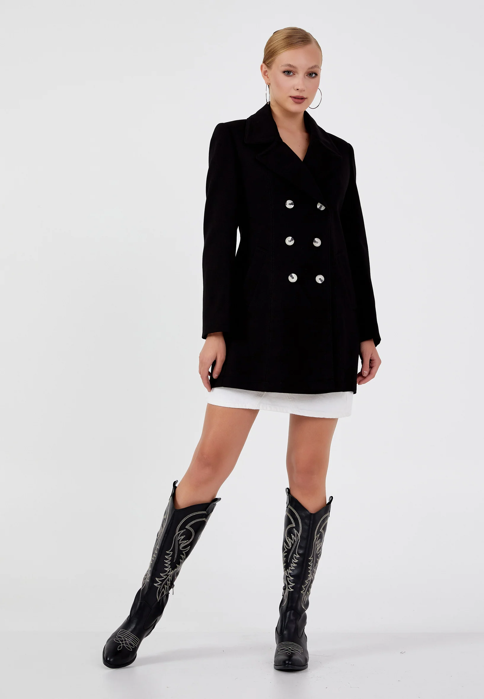 Polyester Solid Color Regular Coat ber23k8123 - Image 2