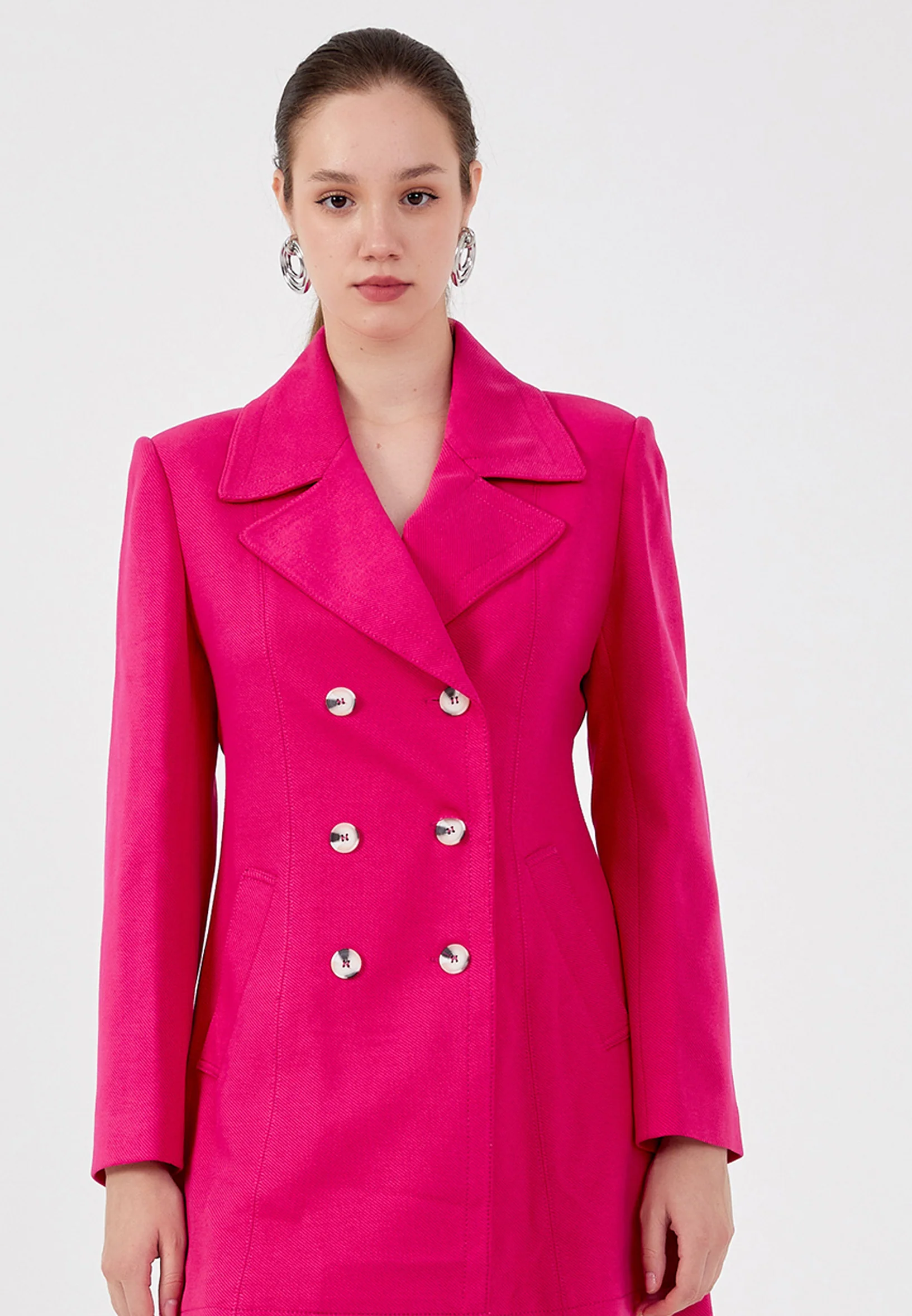 Polyester Solid Color Regular Coat ber23k8123 - Image 5
