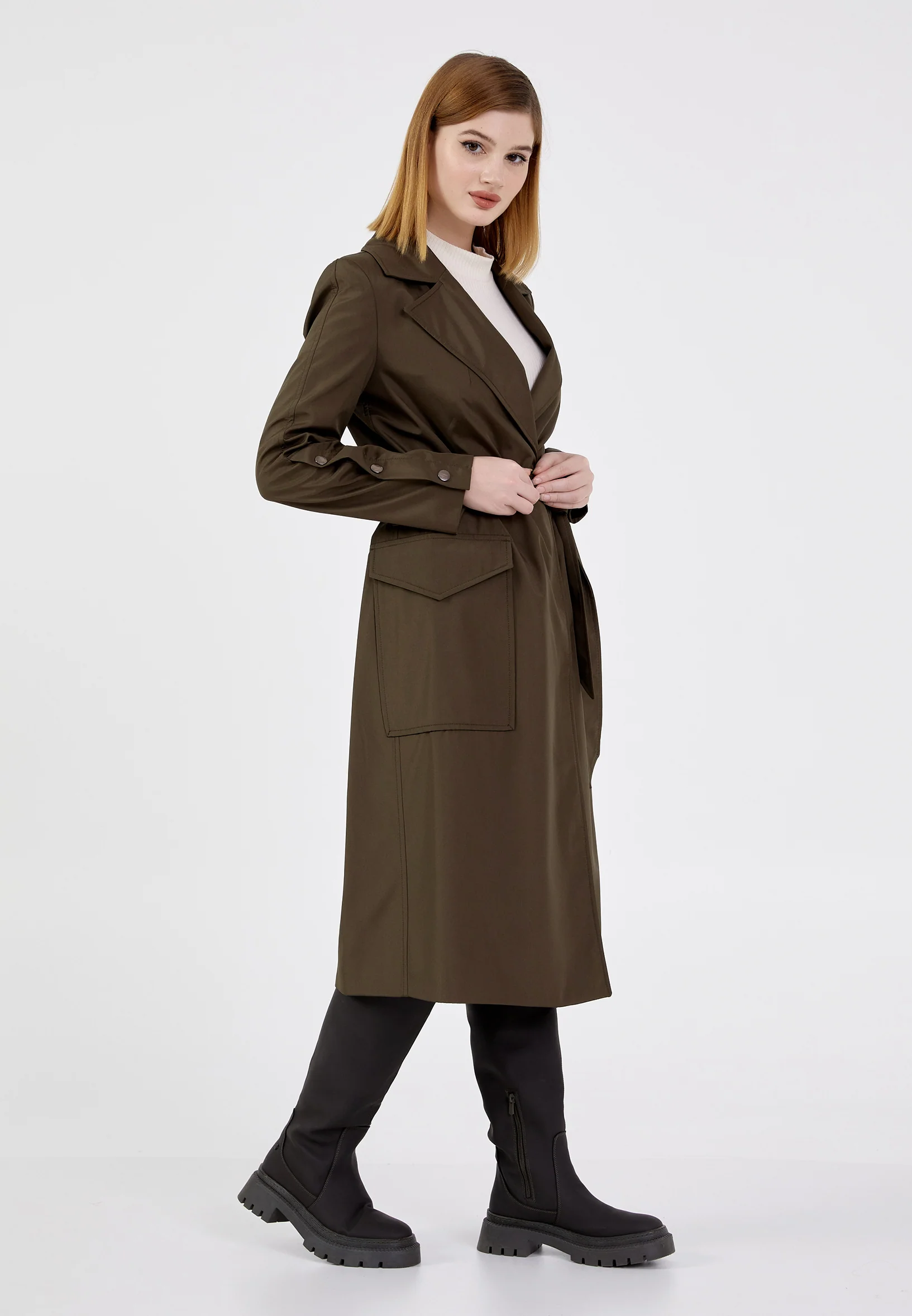 Polyester Solid Color Regular Coat brp0350 - Image 3