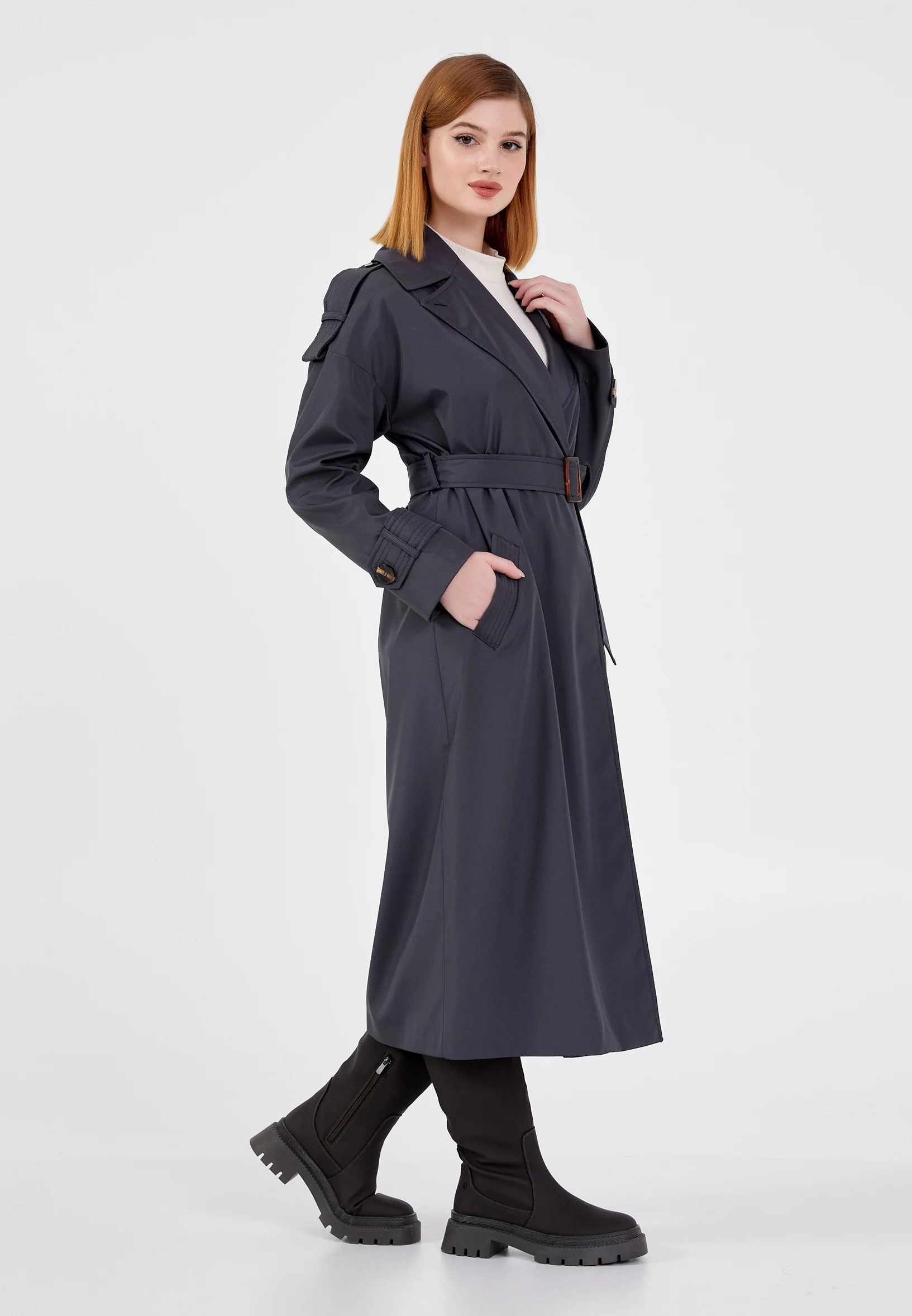 Polyester Solid Color Regular Coat brp0351 - Image 3