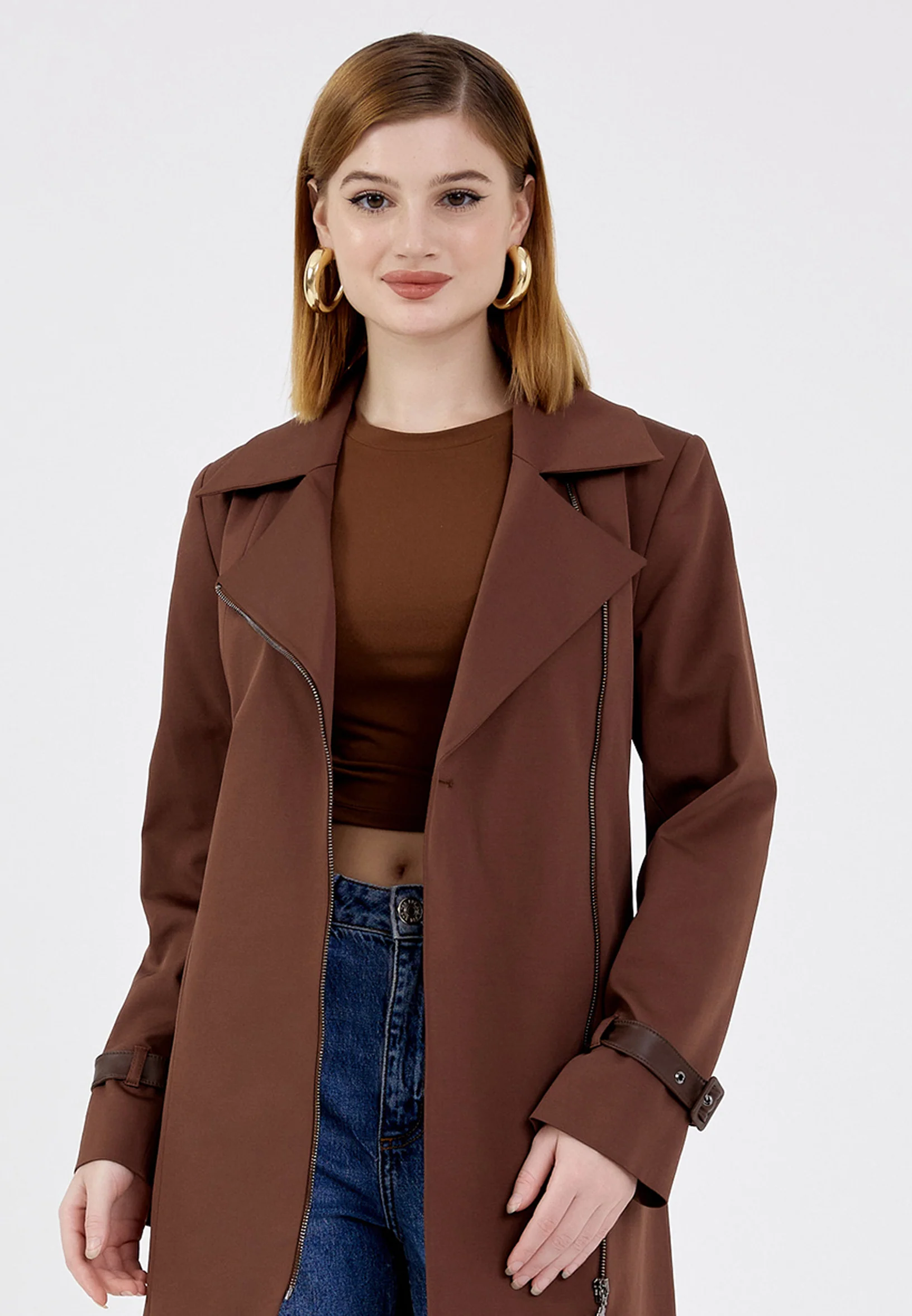 Polyester Solid Color Regular Coat cln2235 - Image 5