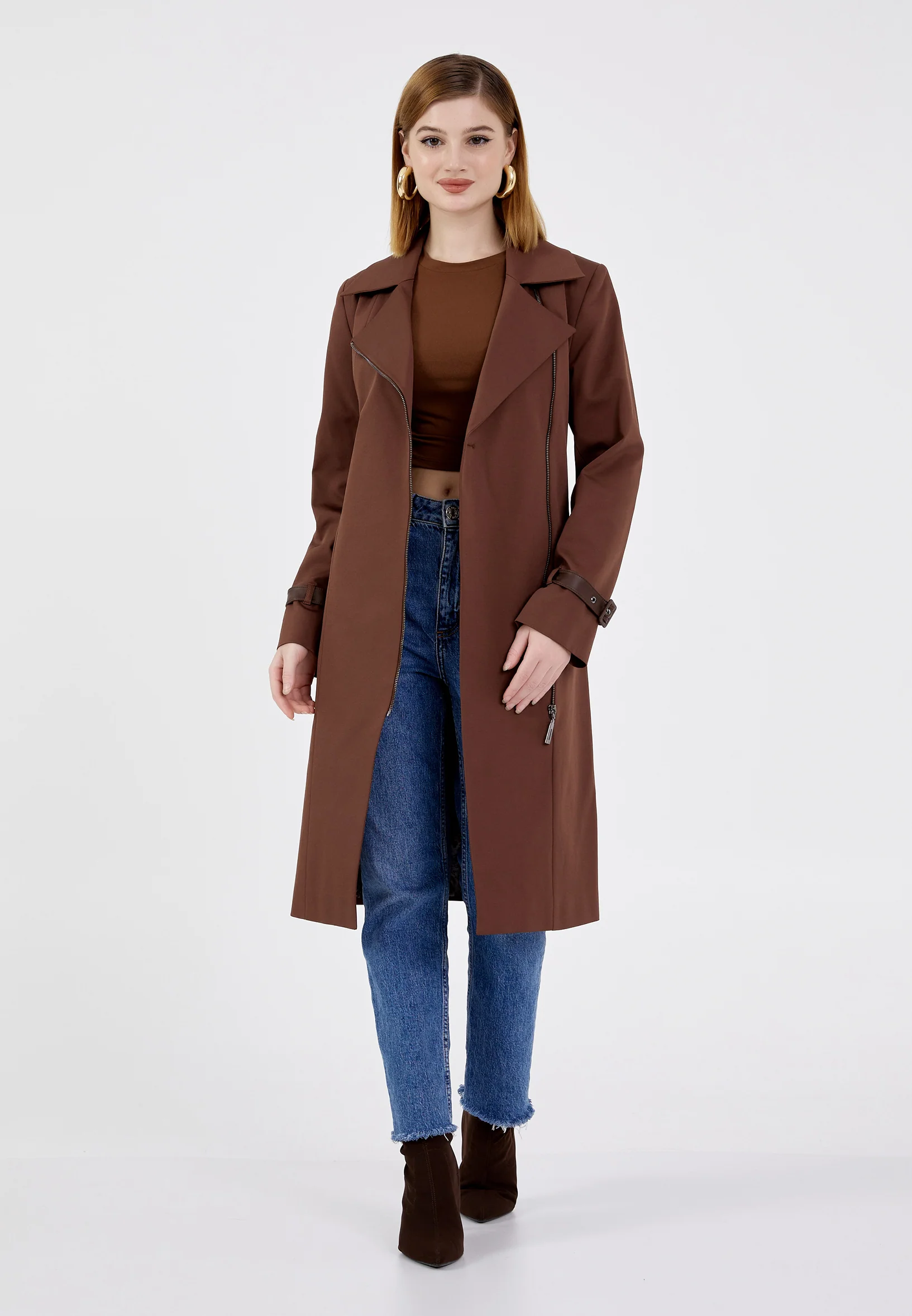 Polyester Solid Color Regular Coat cln2235 - Image 6