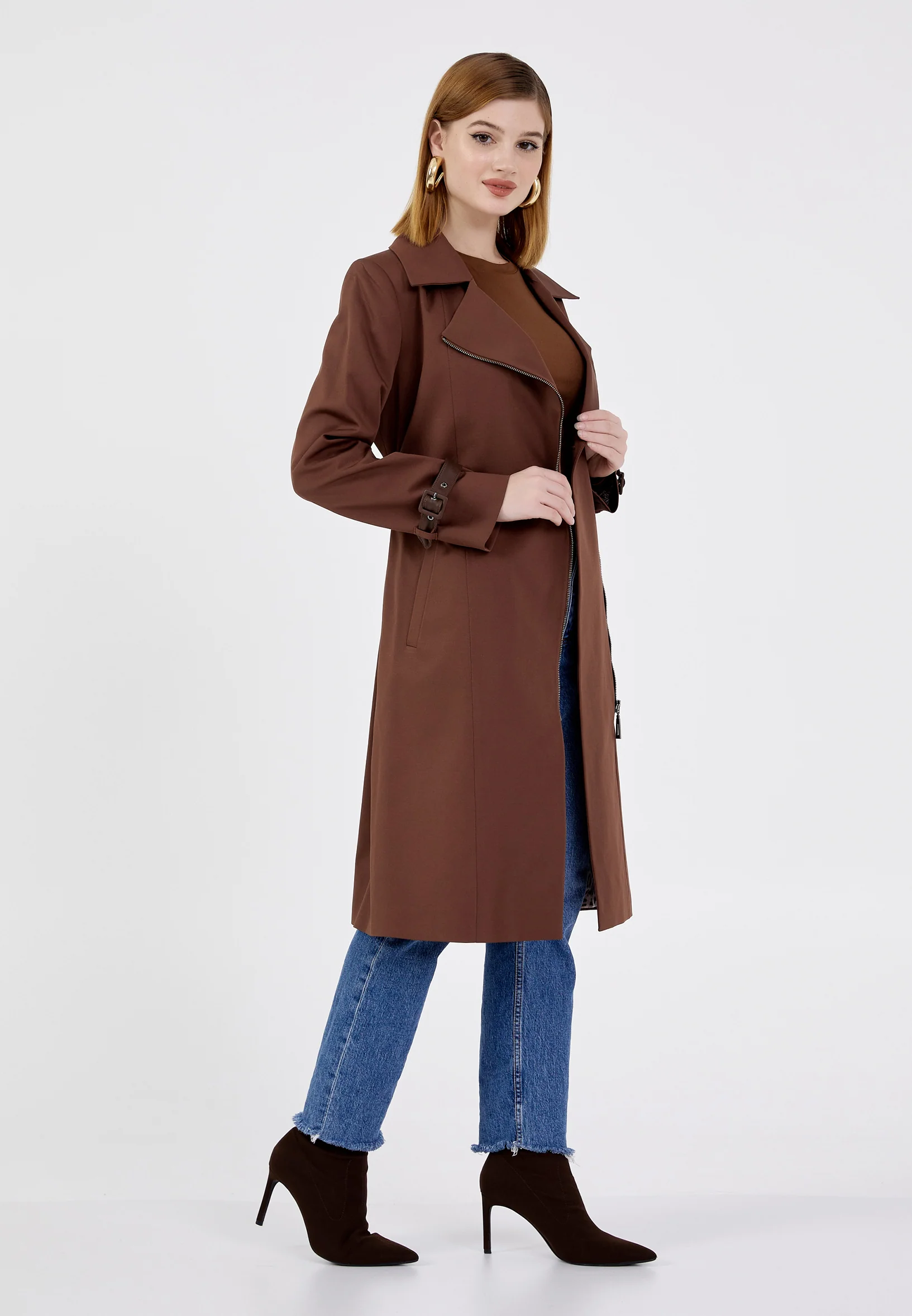 Polyester Solid Color Regular Coat cln2235 - Image 7