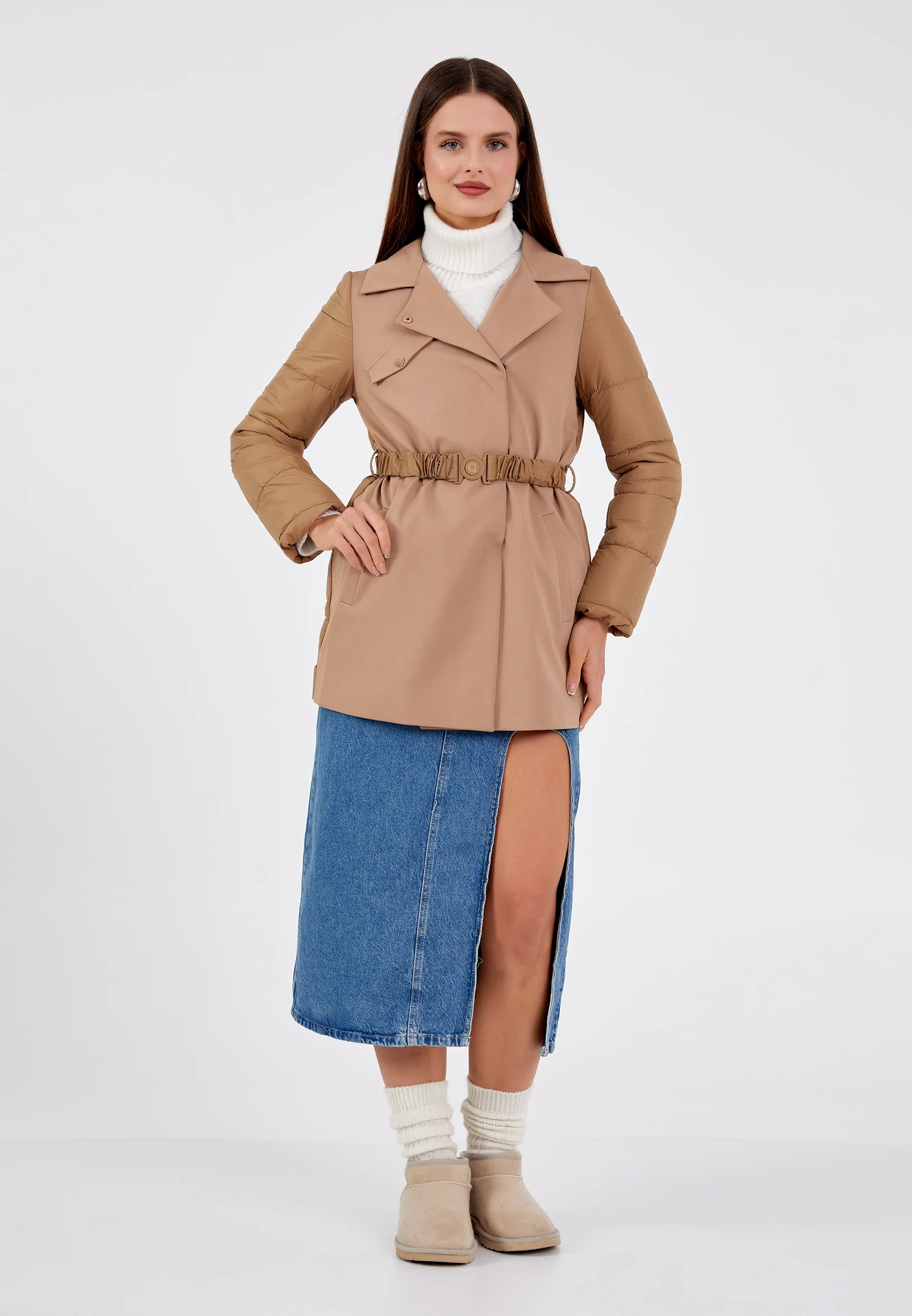 Polyester Solid Color Regular Coat cln2242 - Image 2
