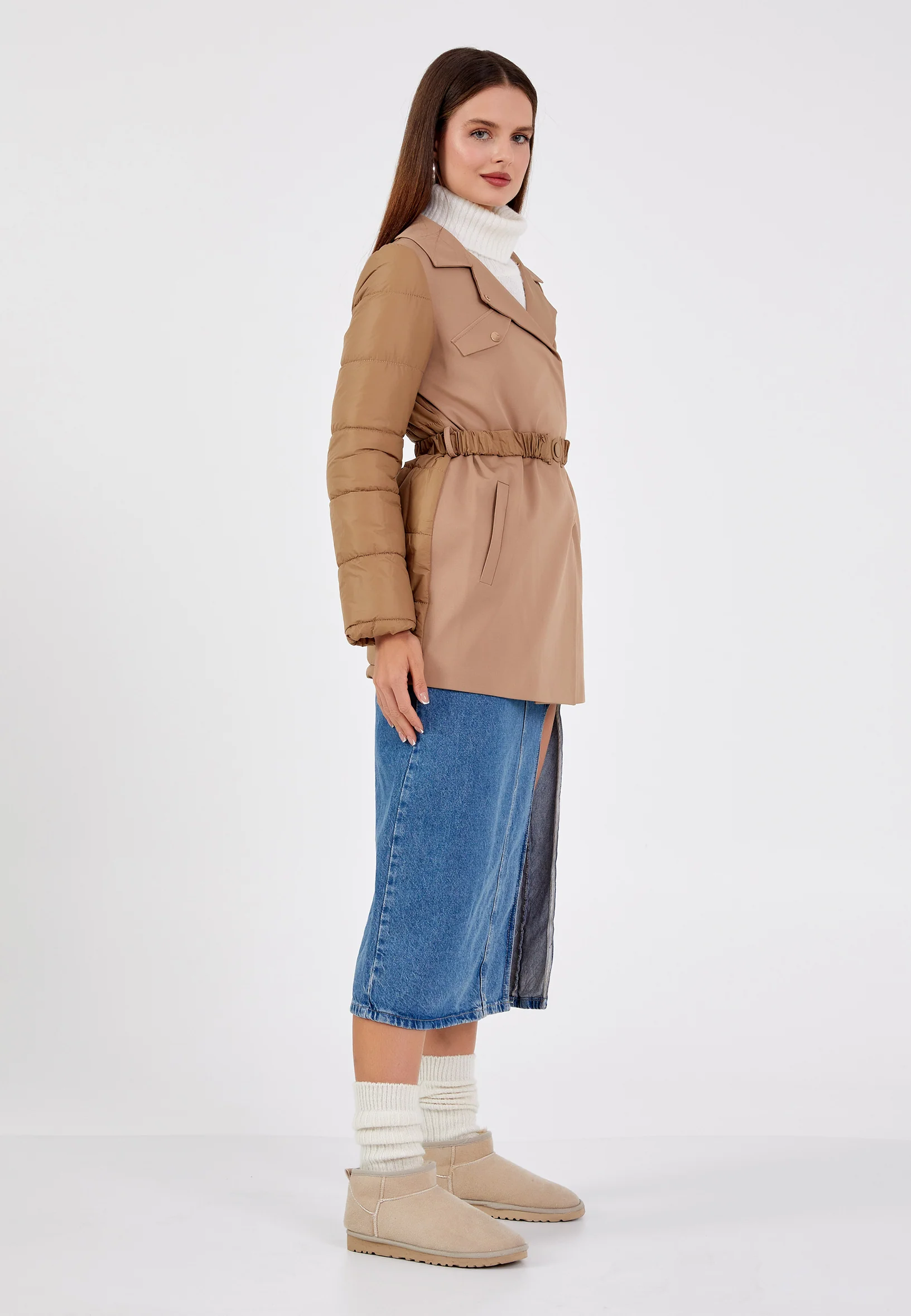 Polyester Solid Color Regular Coat cln2242 - Image 3