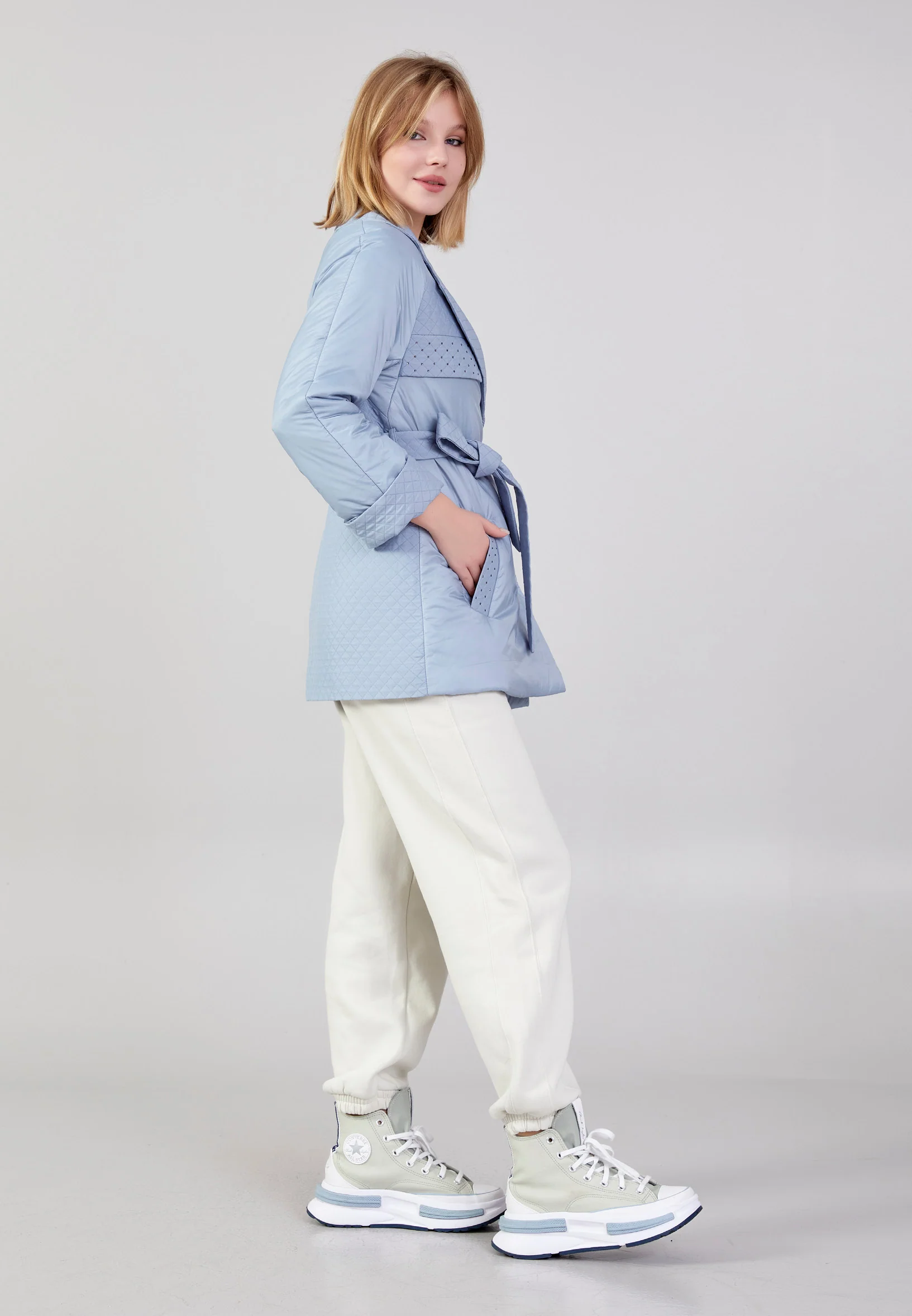 Polyester Solid Color Regular Coat cln2389 - Image 10