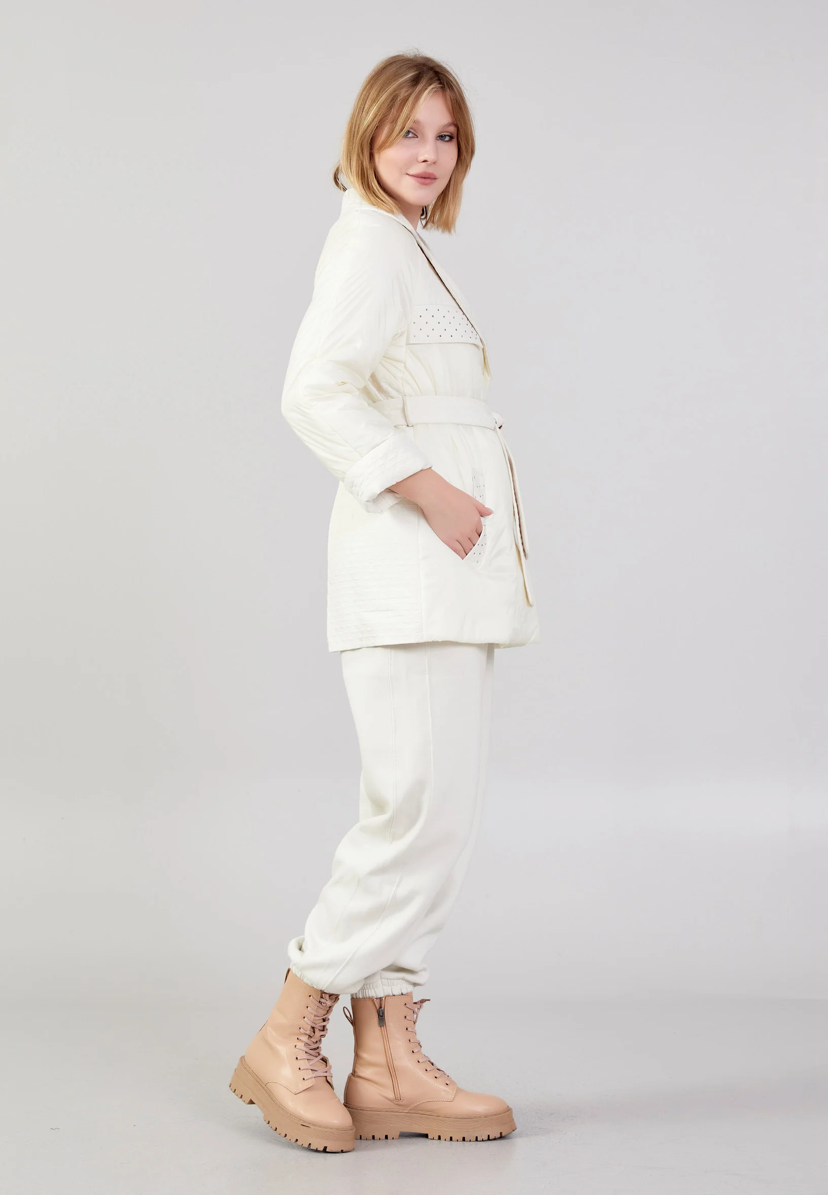Polyester Solid Color Regular Coat cln2389 - Image 19