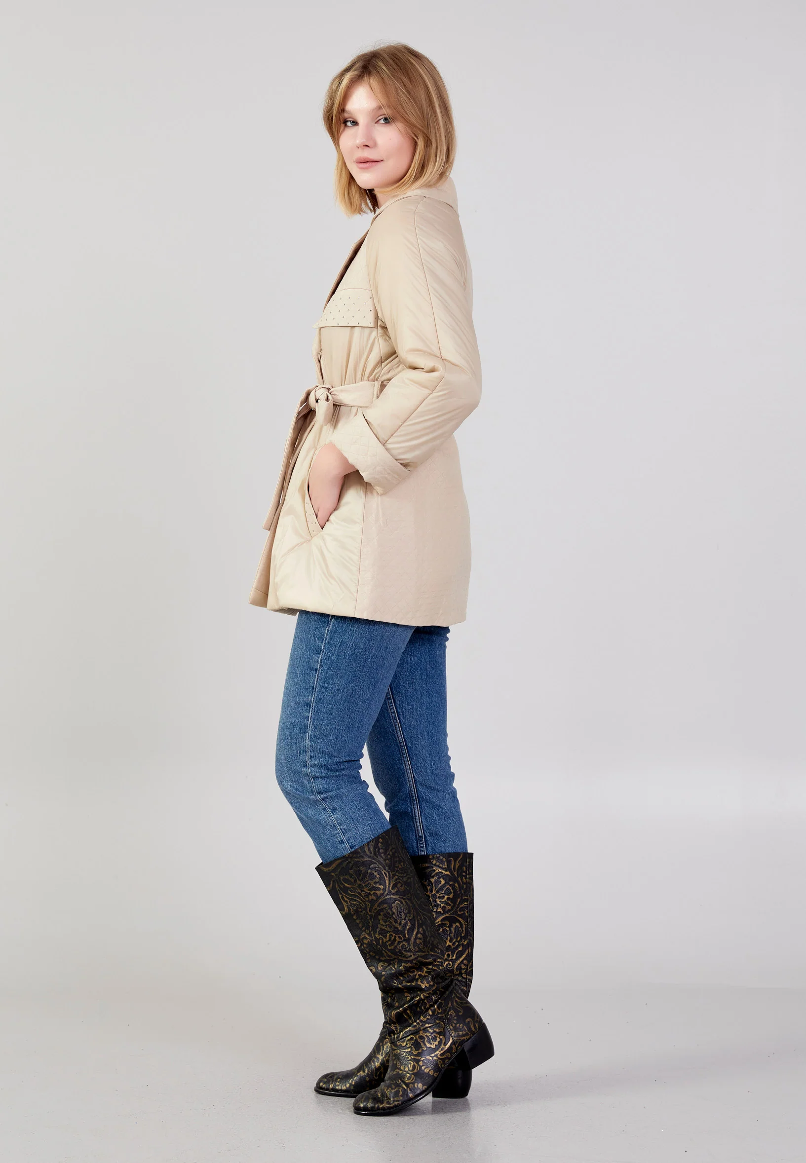 Polyester Solid Color Regular Coat cln2389 - Image 3