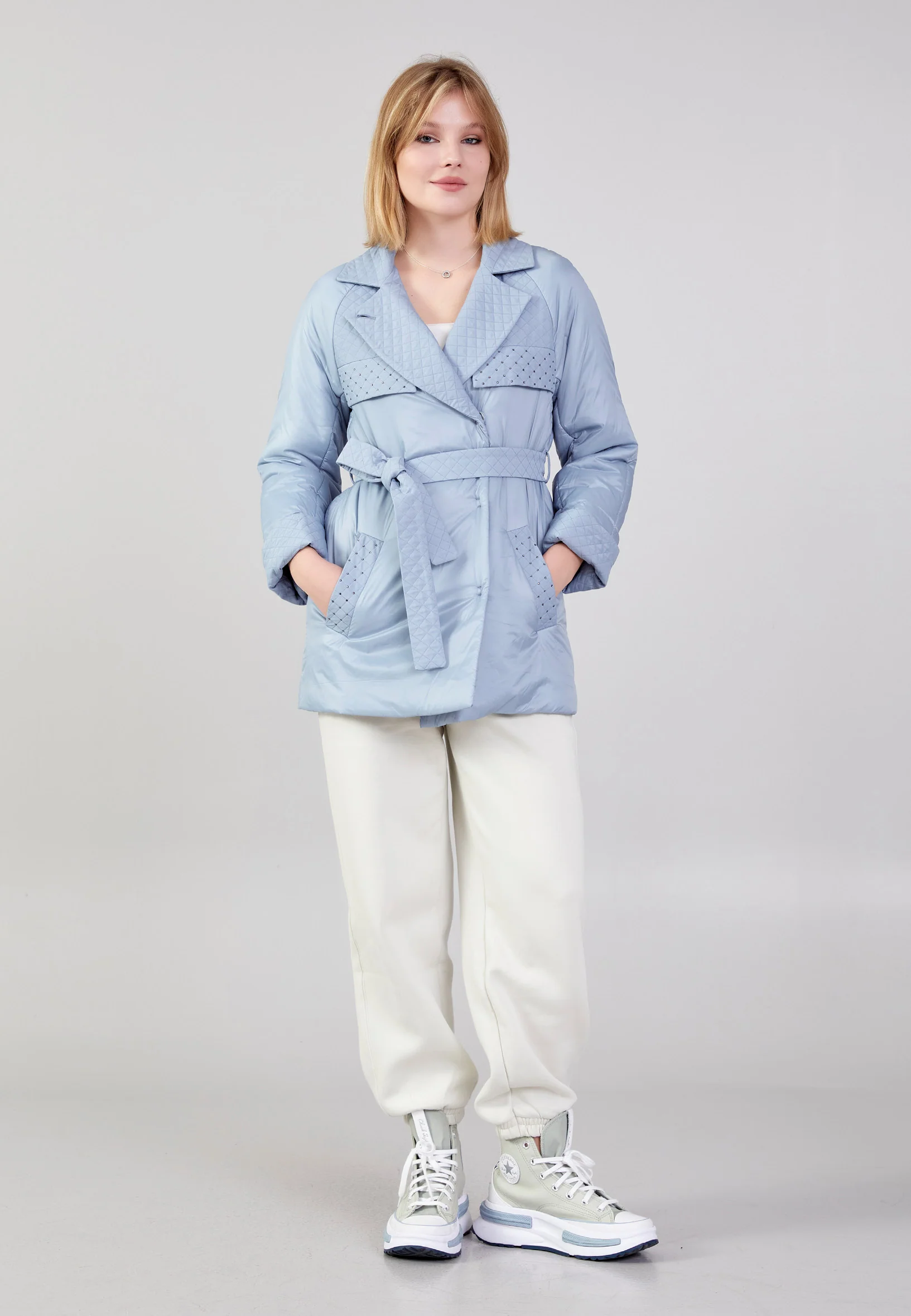 Polyester Solid Color Regular Coat cln2389 - Image 9