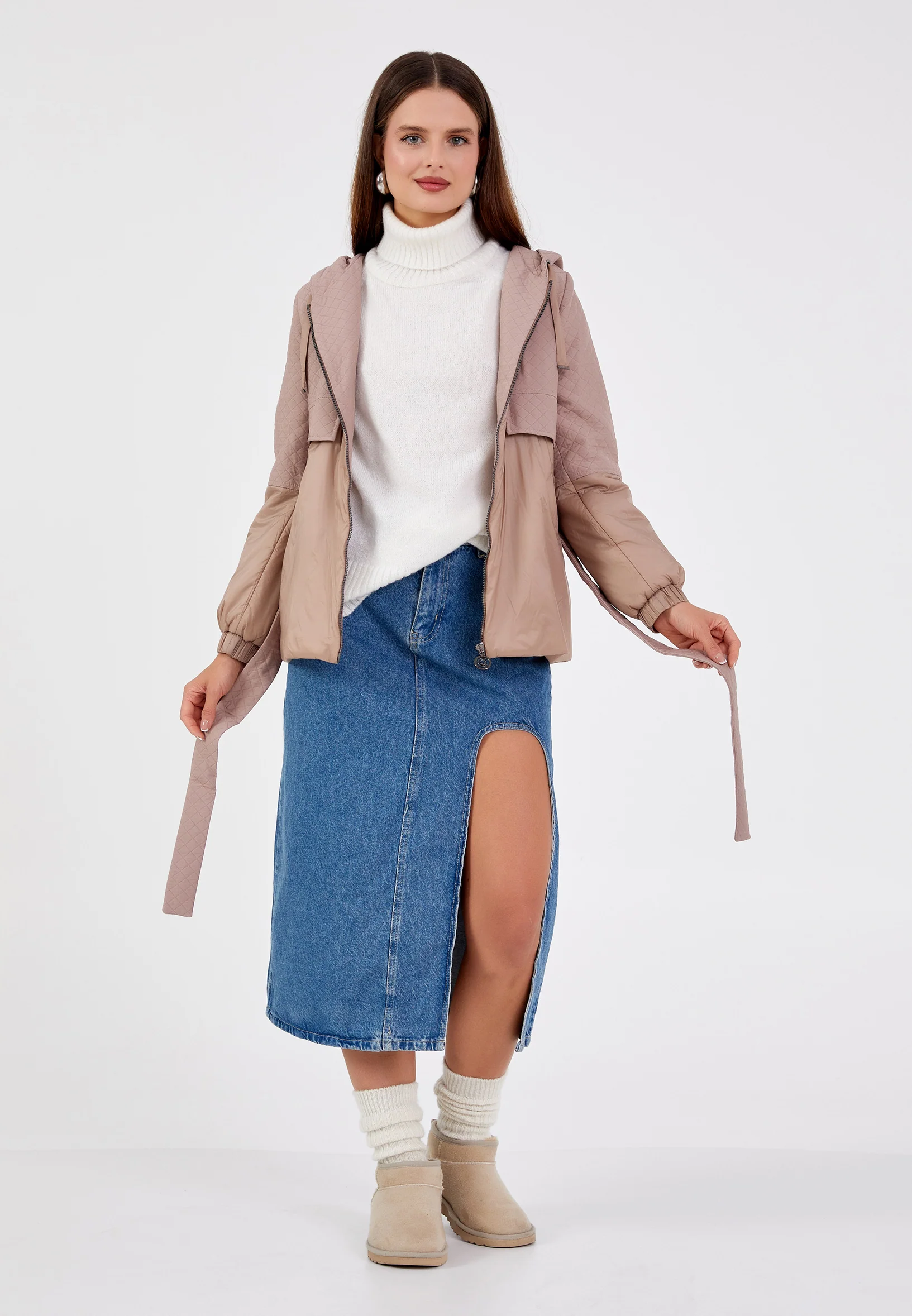 Polyester Solid Color Regular Coat cln2403 - Image 10