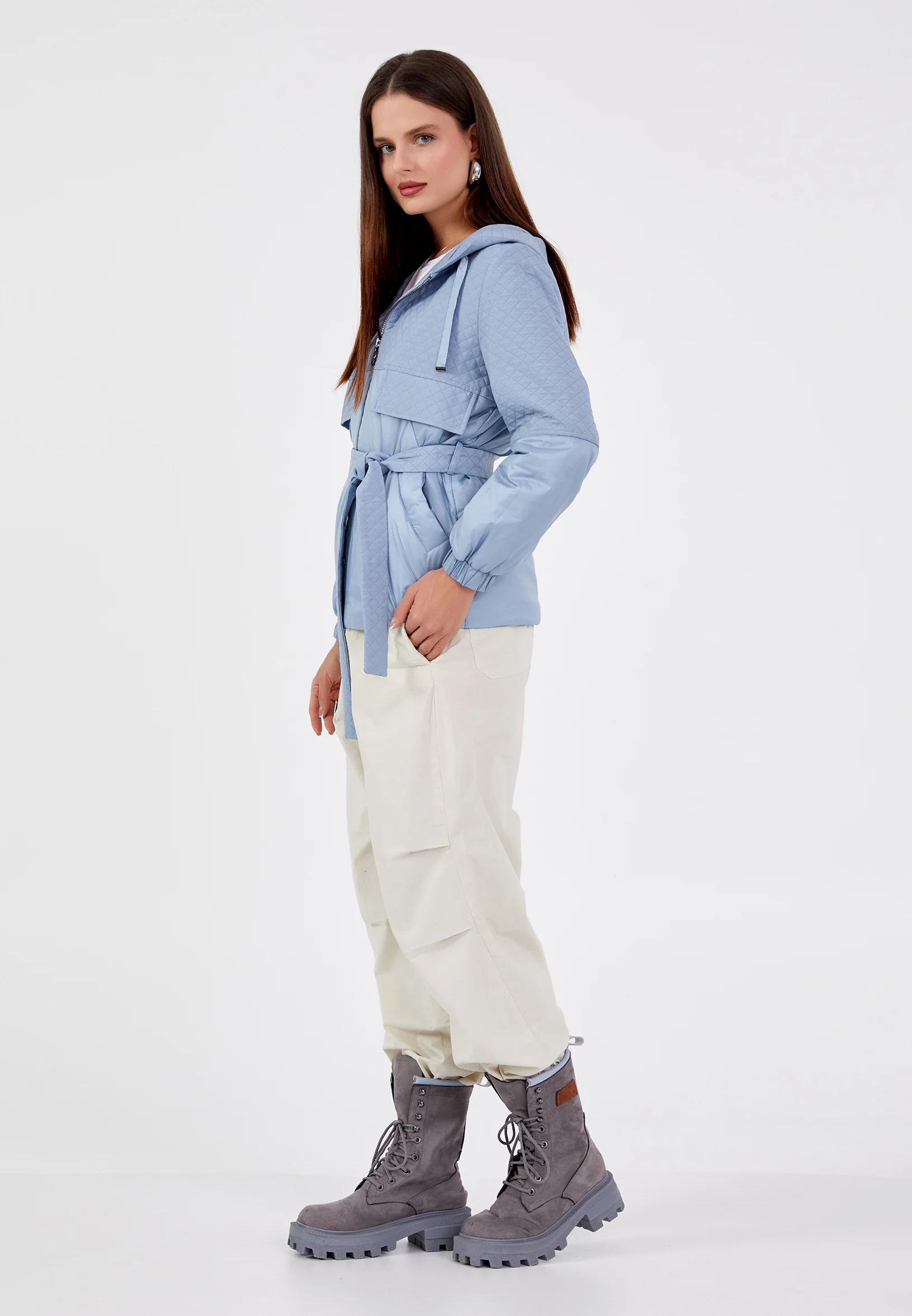 Polyester Solid Color Regular Coat cln2403 - Image 3
