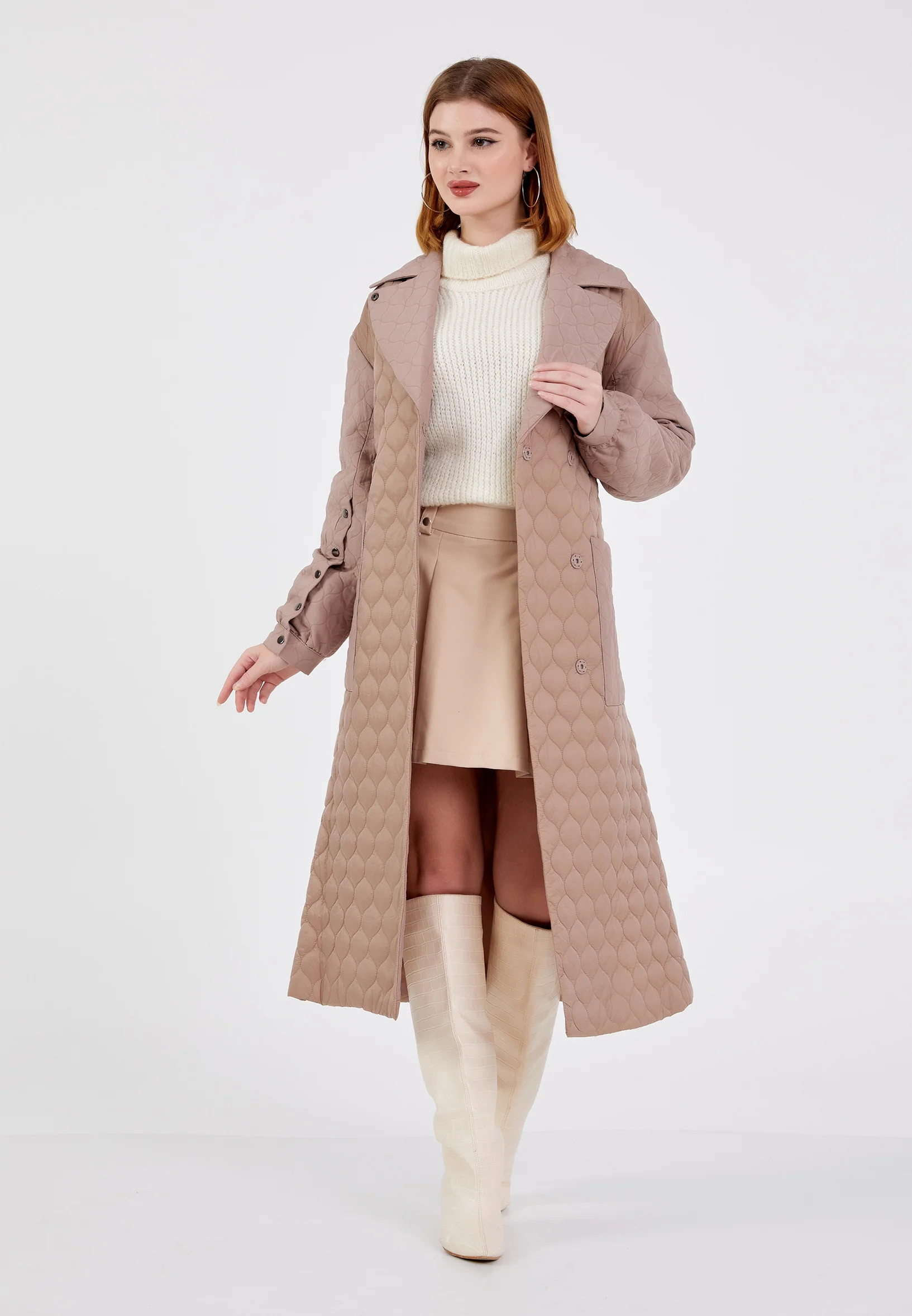 Polyester Solid Color Regular Coat cln2408 - Image 10