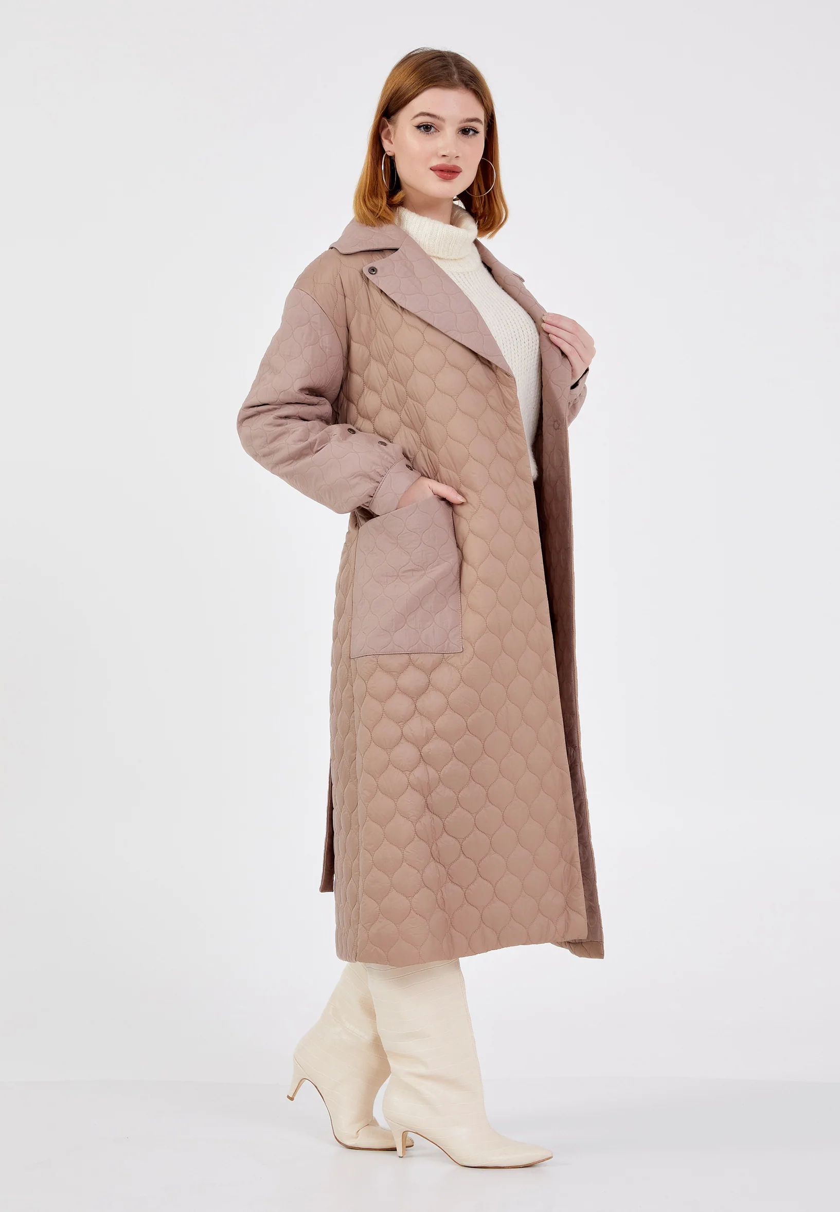 Polyester Solid Color Regular Coat cln2408 - Image 11