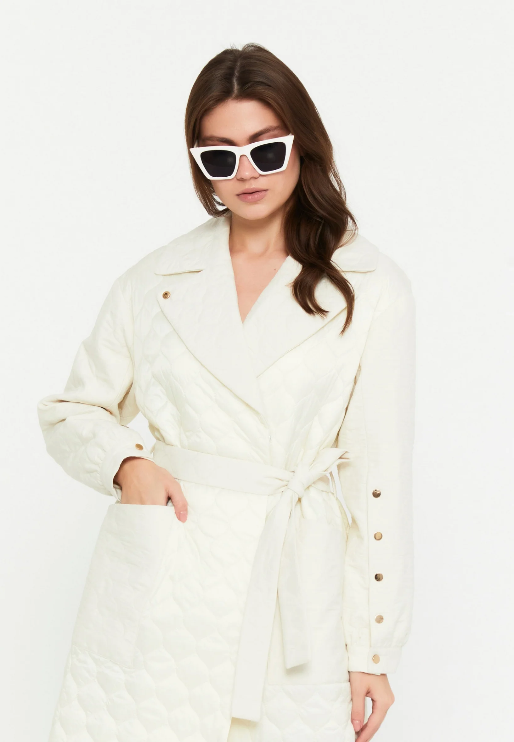 Polyester Solid Color Regular Coat cln2408 - Image 16
