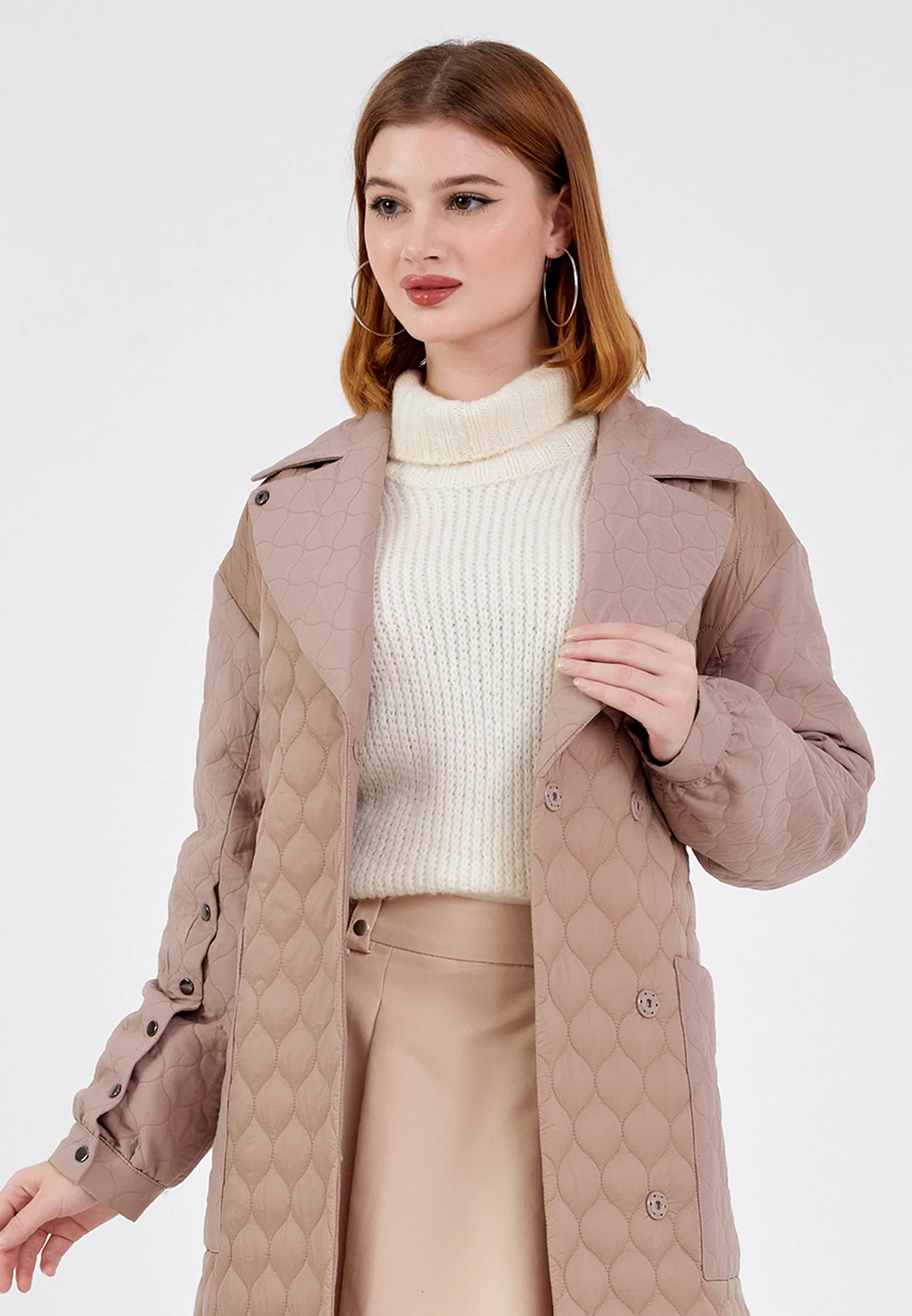 Polyester Solid Color Regular Coat cln2408 - Image 9