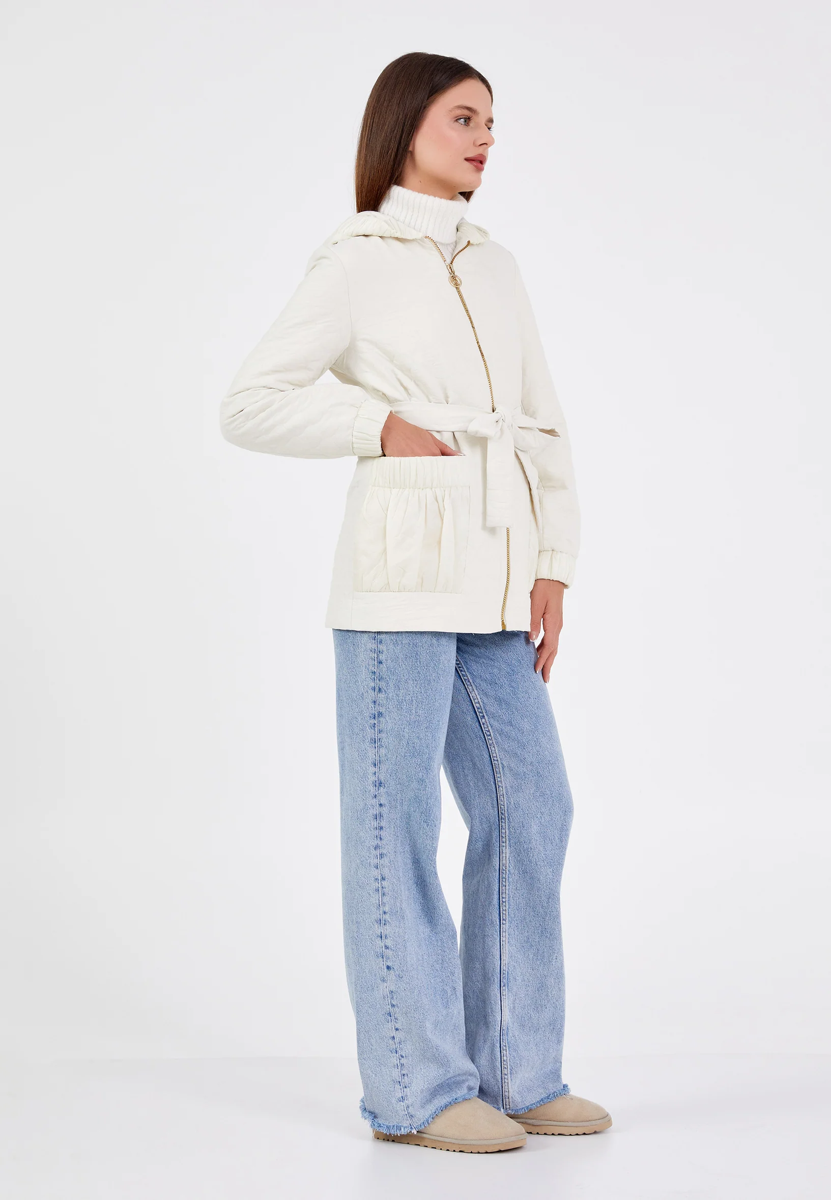 Polyester Solid Color Regular Coat cln2411 - Image 15