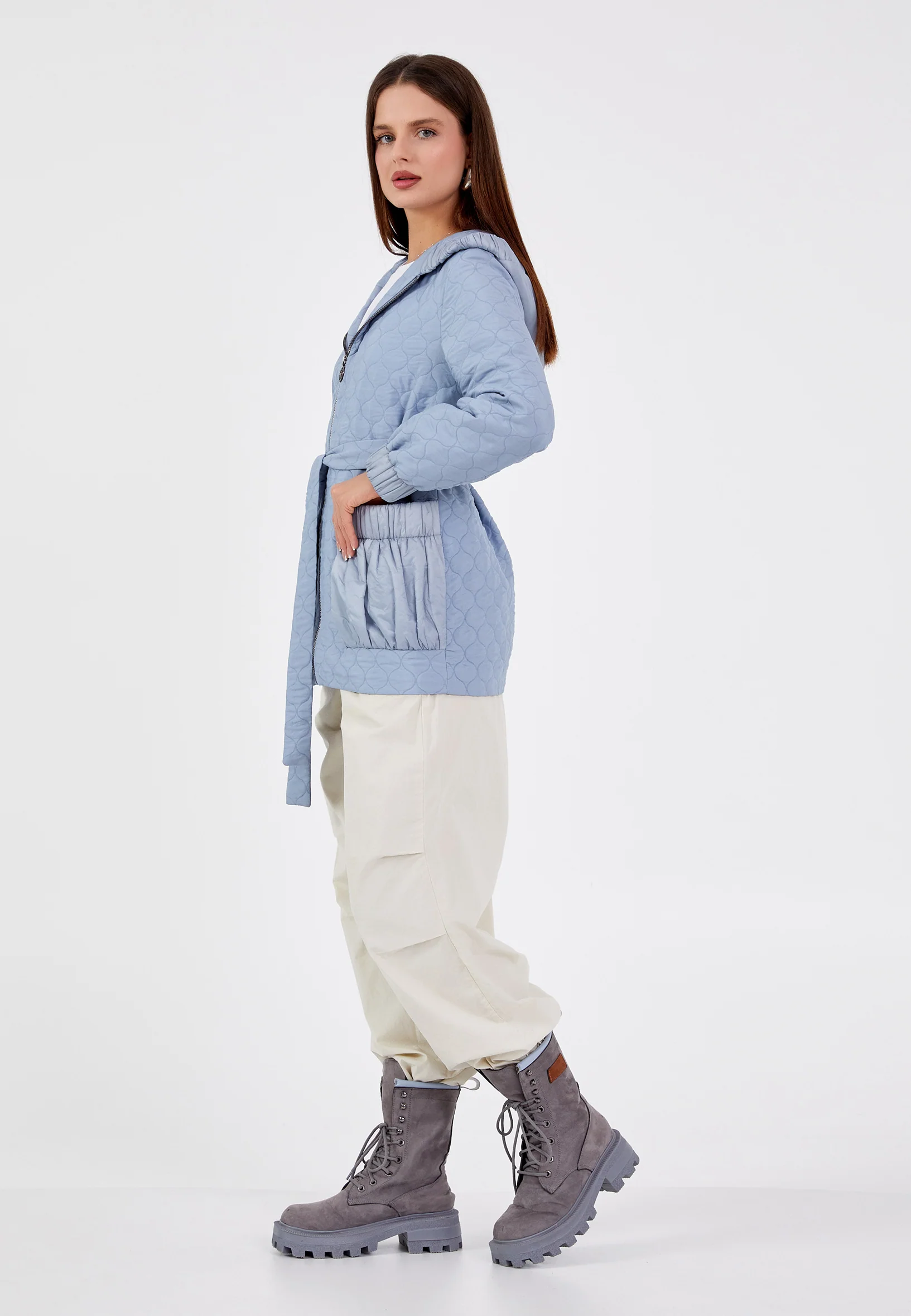 Polyester Solid Color Regular Coat cln2411 - Image 3