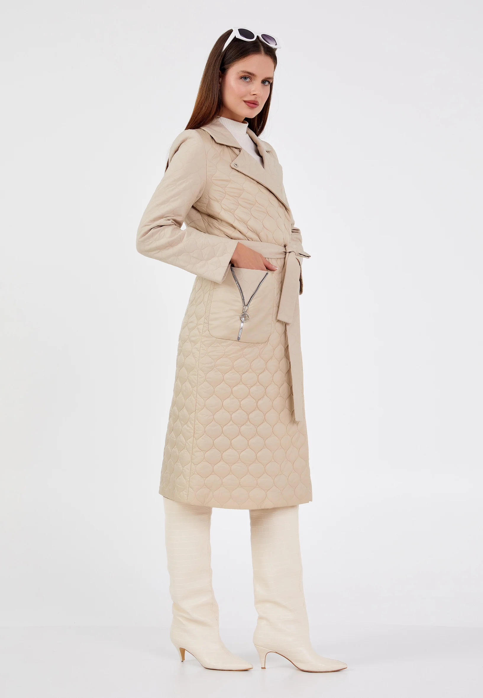 Polyester Solid Color Regular Coat cln2436 - Image 7