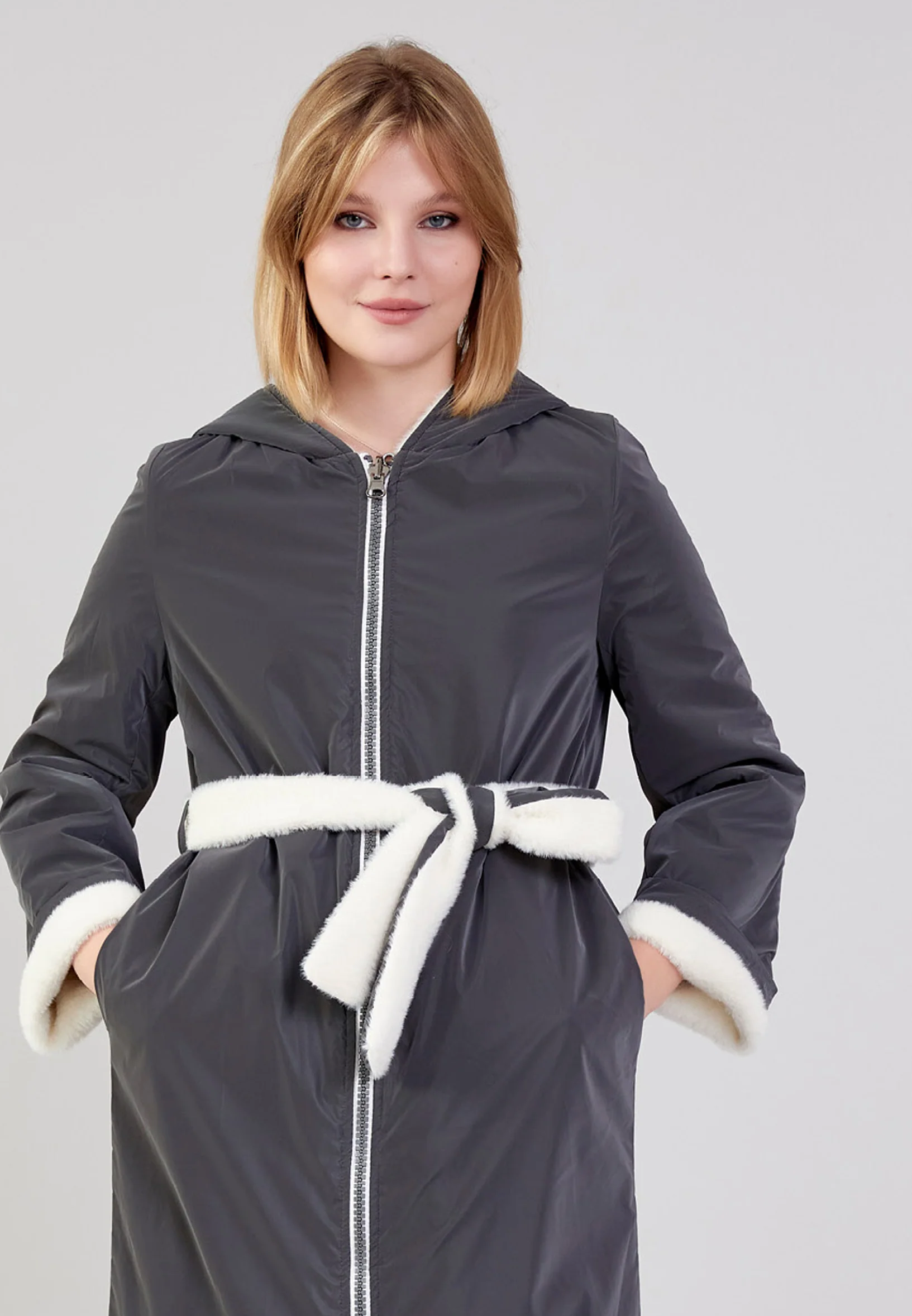 Polyester Solid Color Regular Coat cln2476