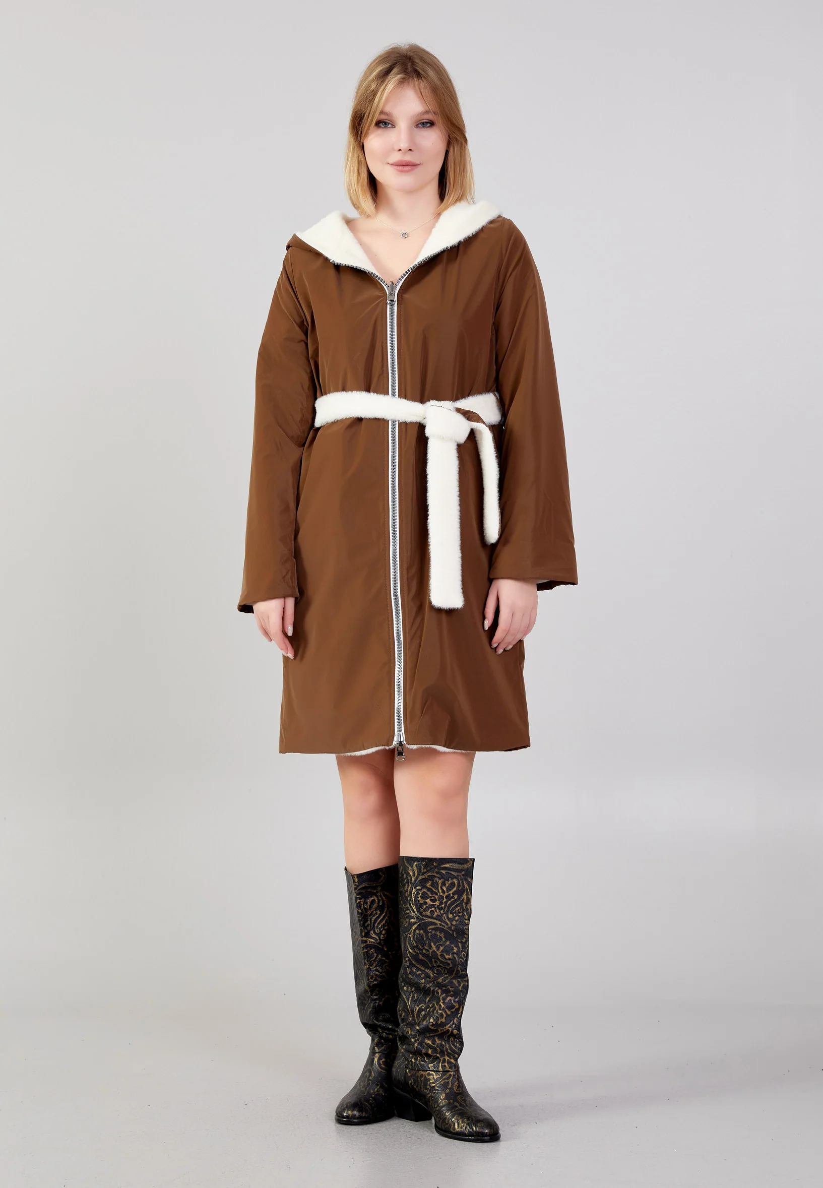 Polyester Solid Color Regular Coat cln2476 - Image 14