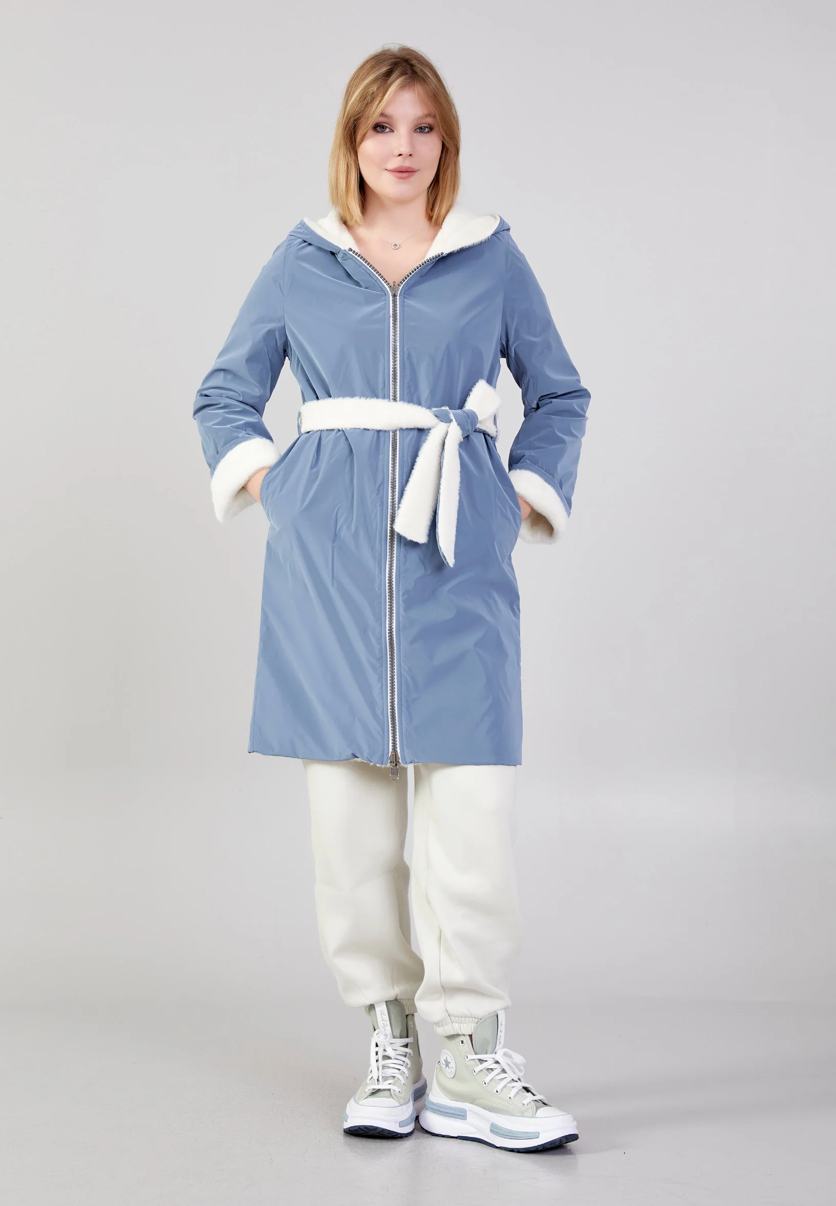 Polyester Solid Color Regular Coat cln2476 - Image 18