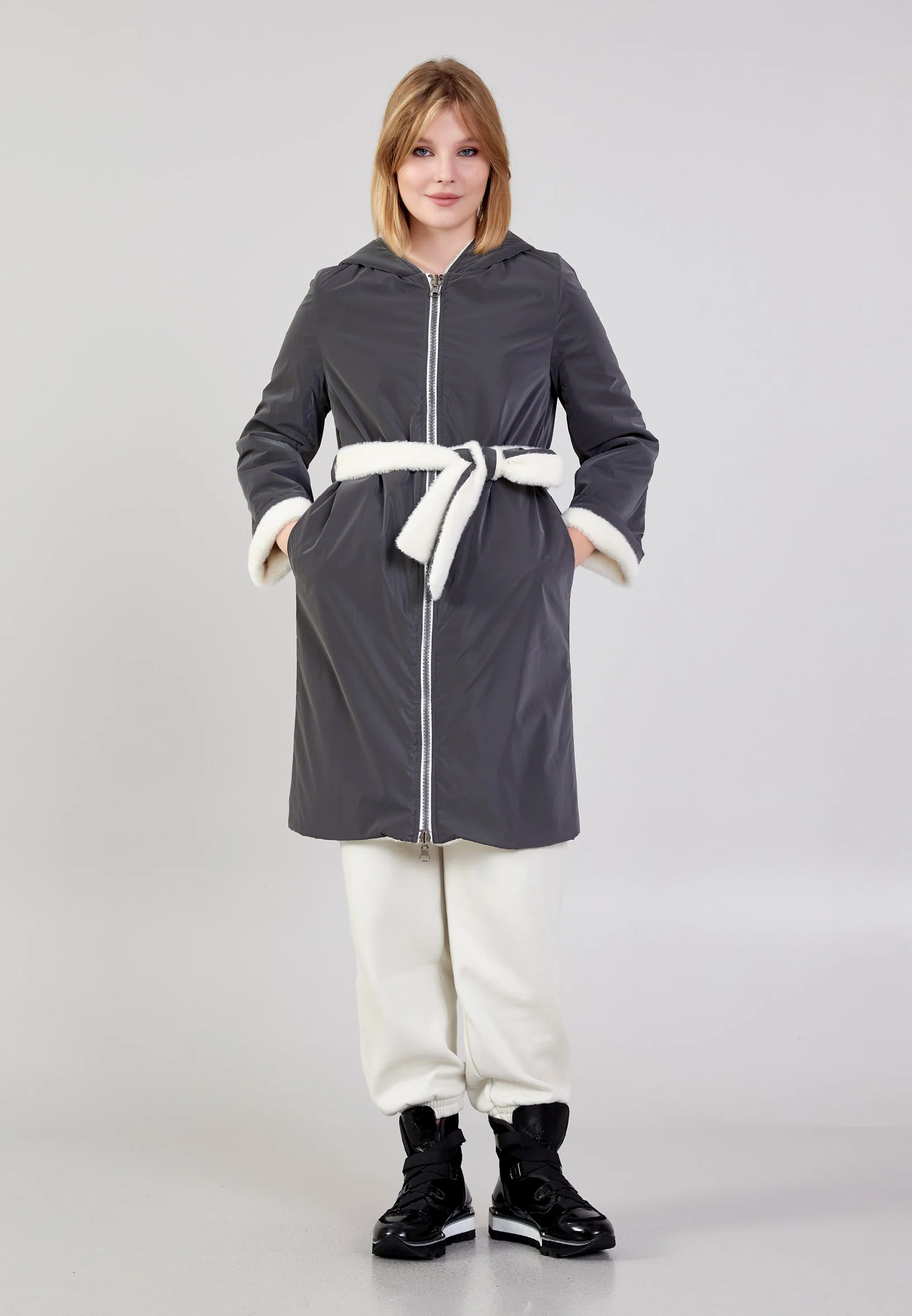 Polyester Solid Color Regular Coat cln2476 - Image 2
