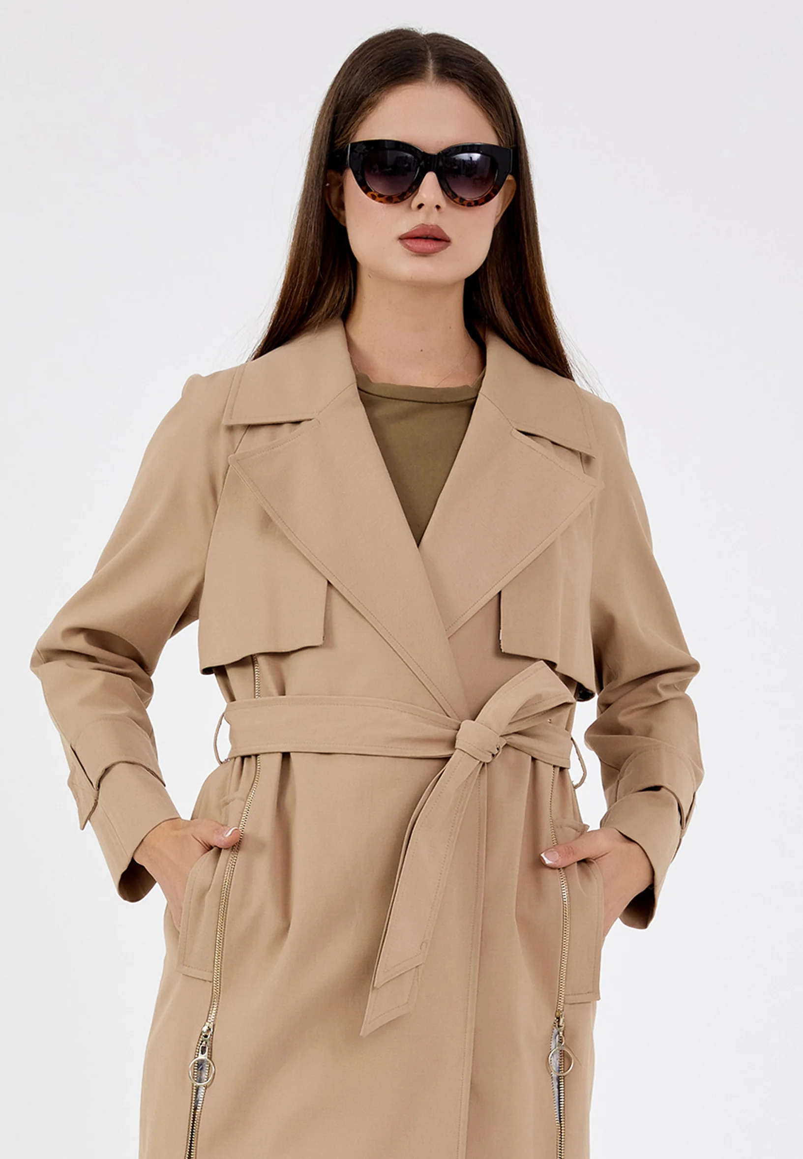 Polyester Solid Color Regular Coat grm0338