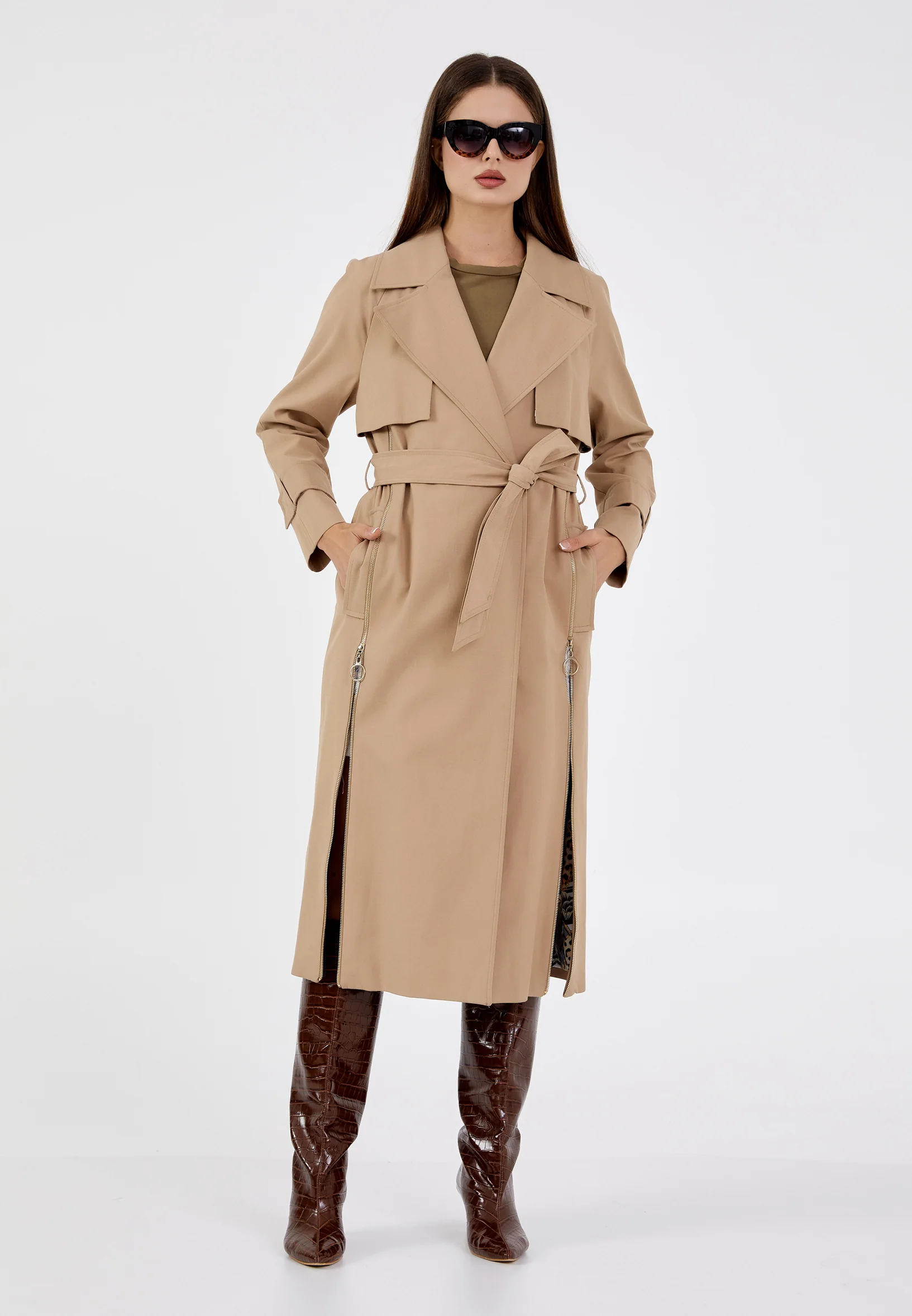 Polyester Solid Color Regular Coat grm0338 - Image 2