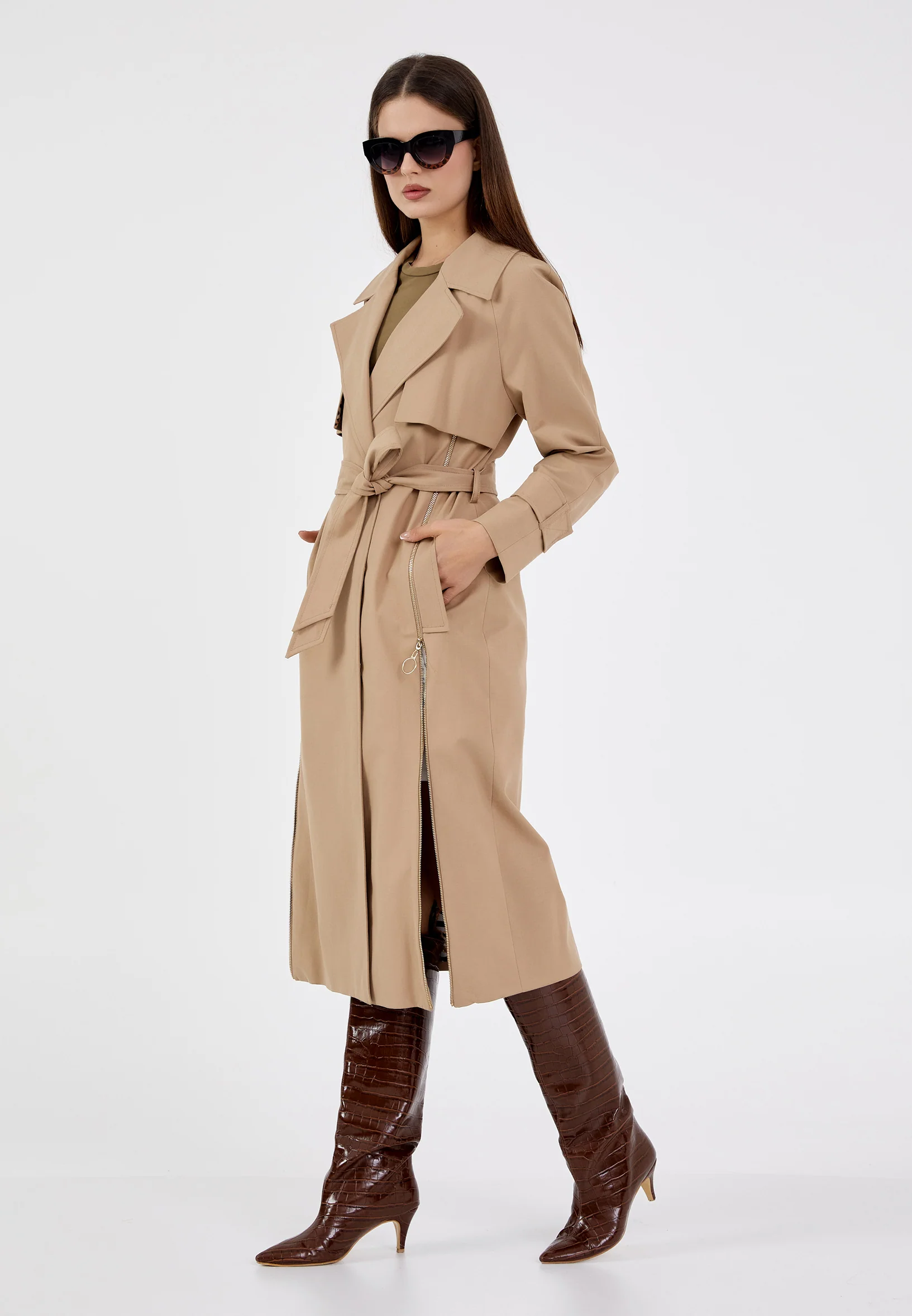 Polyester Solid Color Regular Coat grm0338 - Image 3