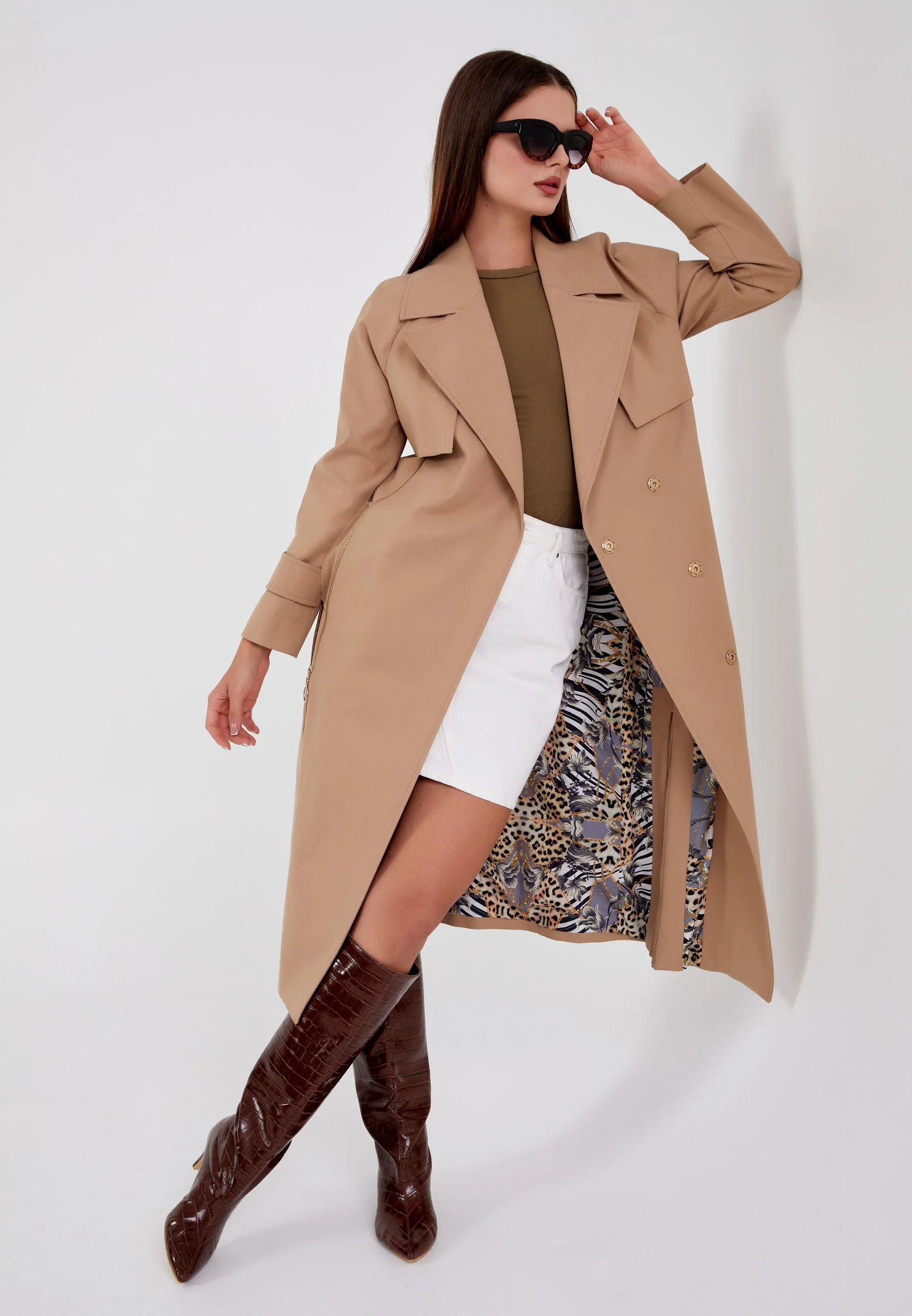 Polyester Solid Color Regular Coat grm0338 - Image 6