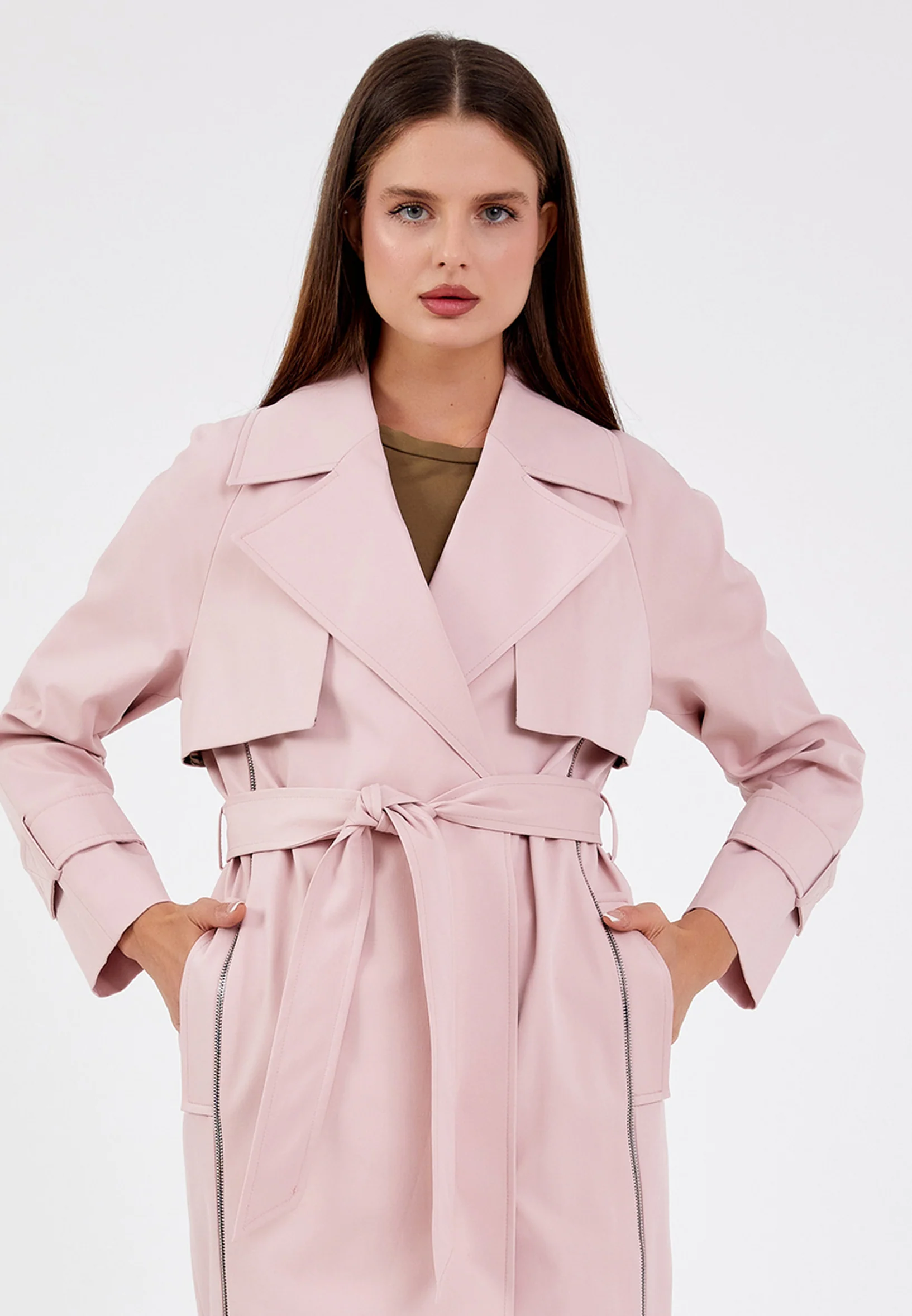 Polyester Solid Color Regular Coat grm0338 - Image 7