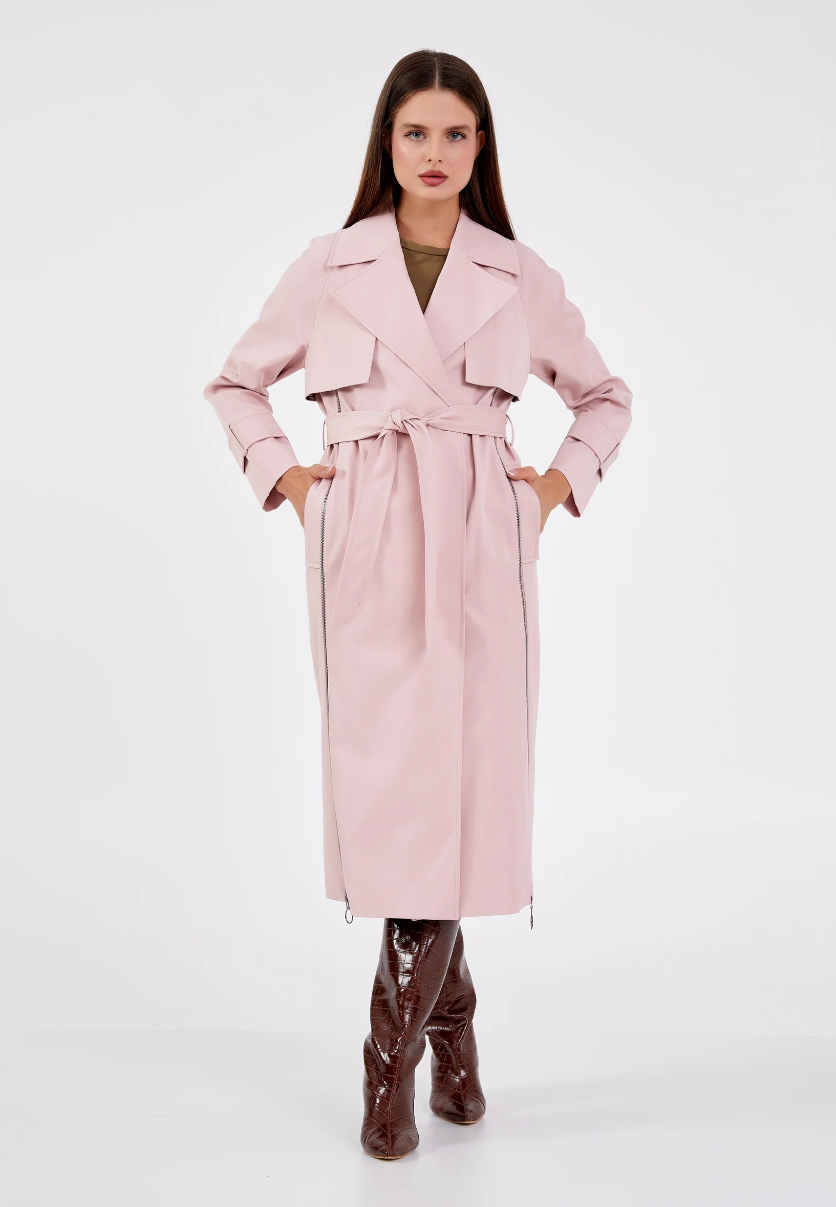 Polyester Solid Color Regular Coat grm0338 - Image 8