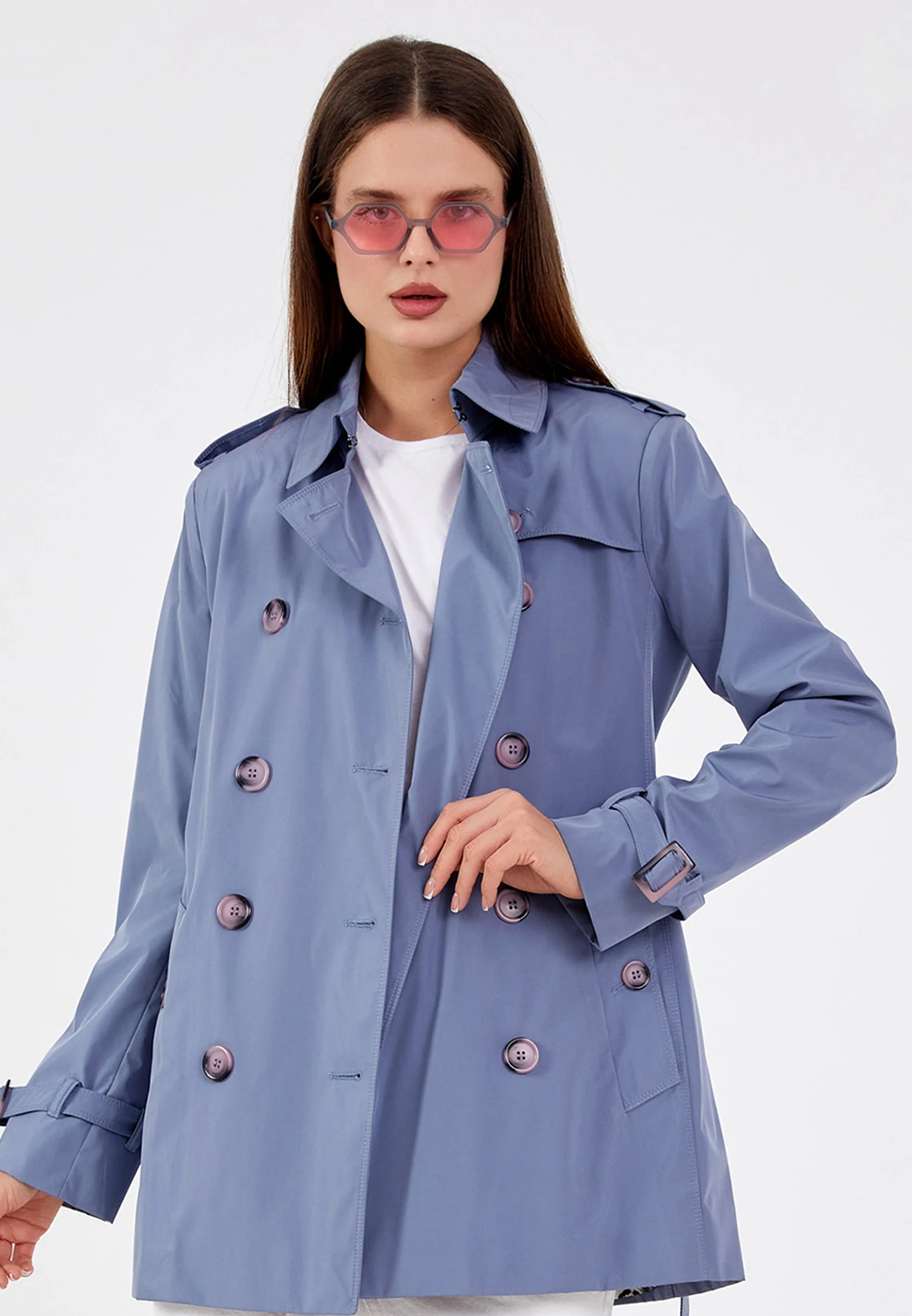 Polyester Solid Color Regular Coat grm0363