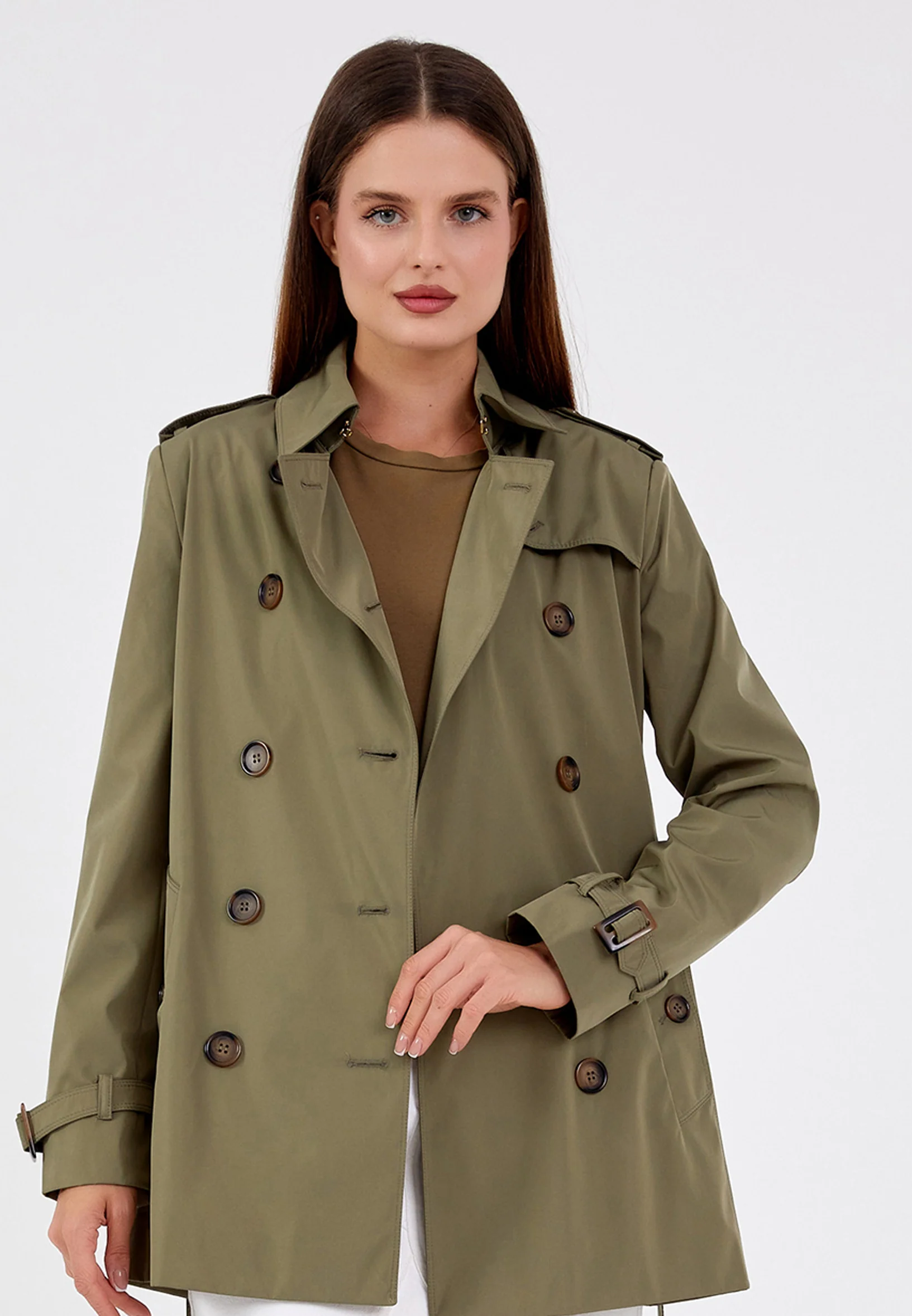 Polyester Solid Color Regular Coat grm0363 - Image 15