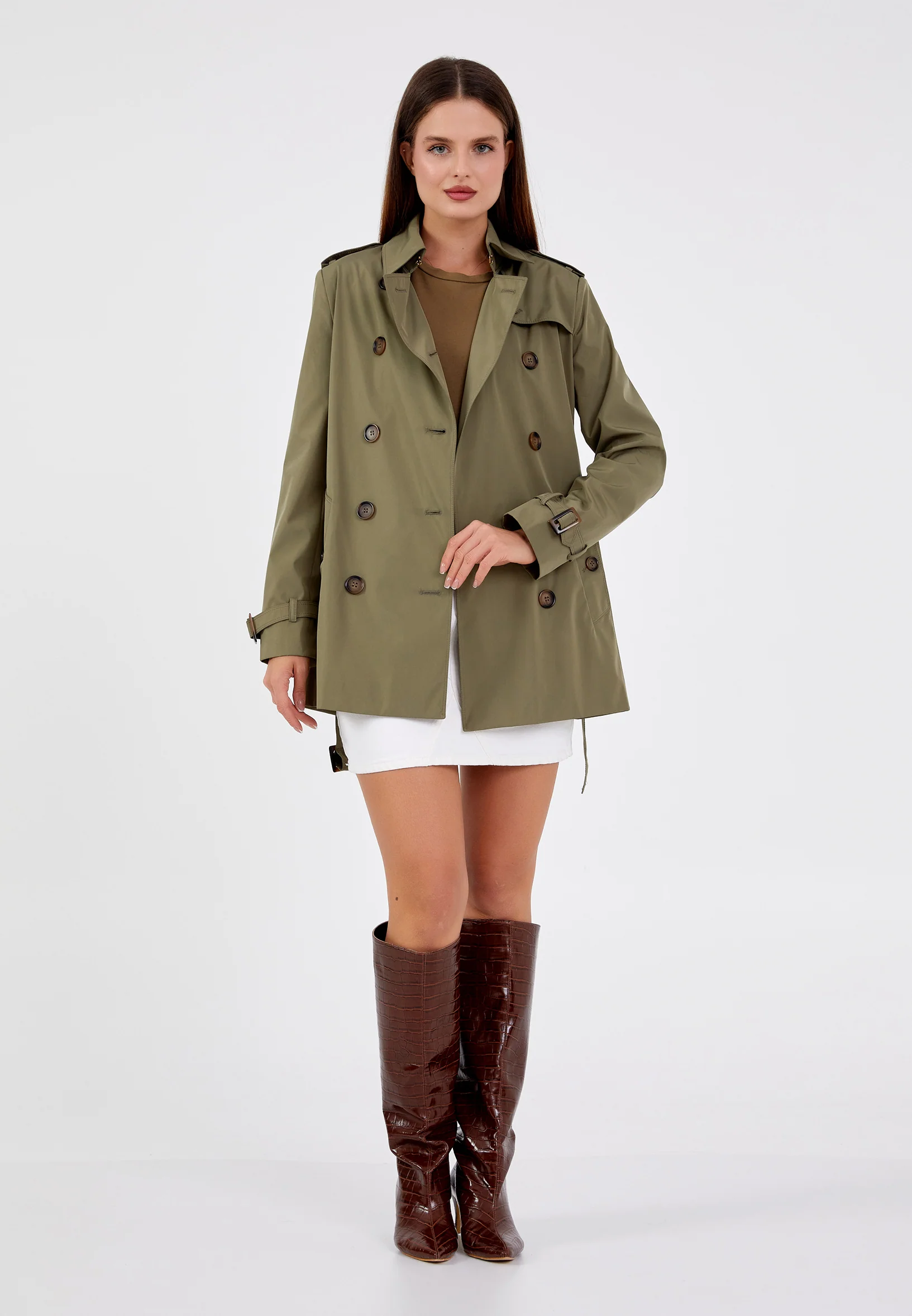 Polyester Solid Color Regular Coat grm0363 - Image 16