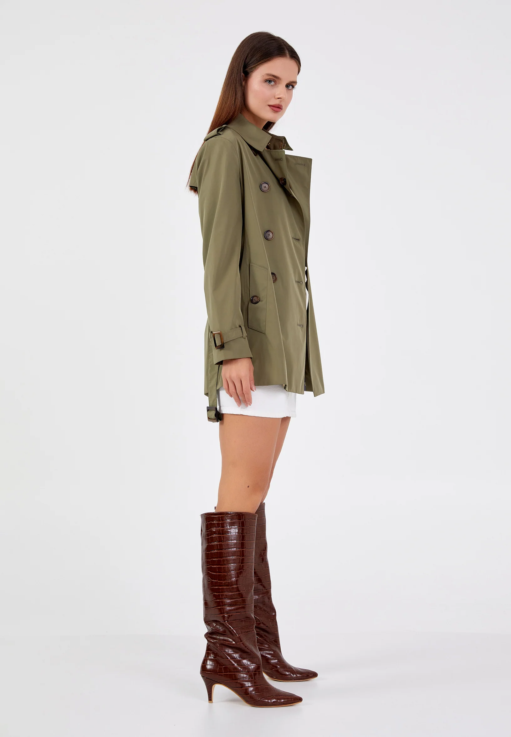 Polyester Solid Color Regular Coat grm0363 - Image 17