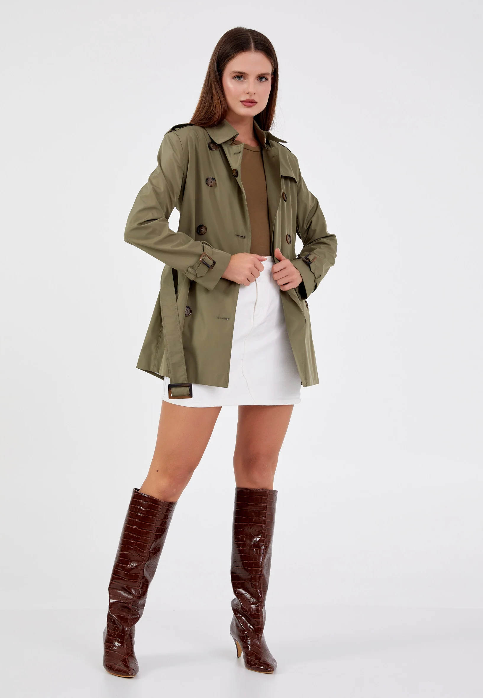 Polyester Solid Color Regular Coat grm0363 - Image 19