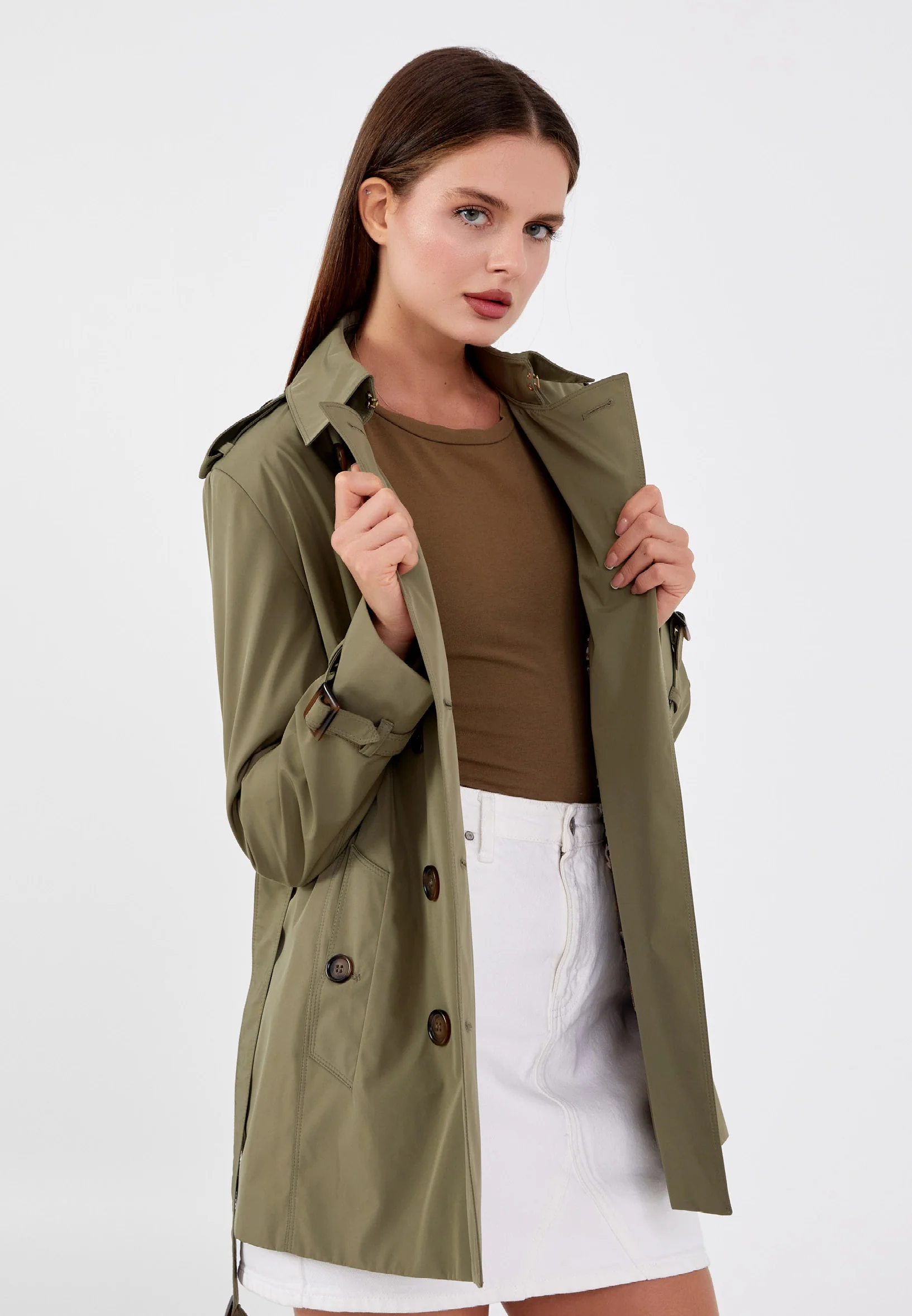Polyester Solid Color Regular Coat grm0363 - Image 20