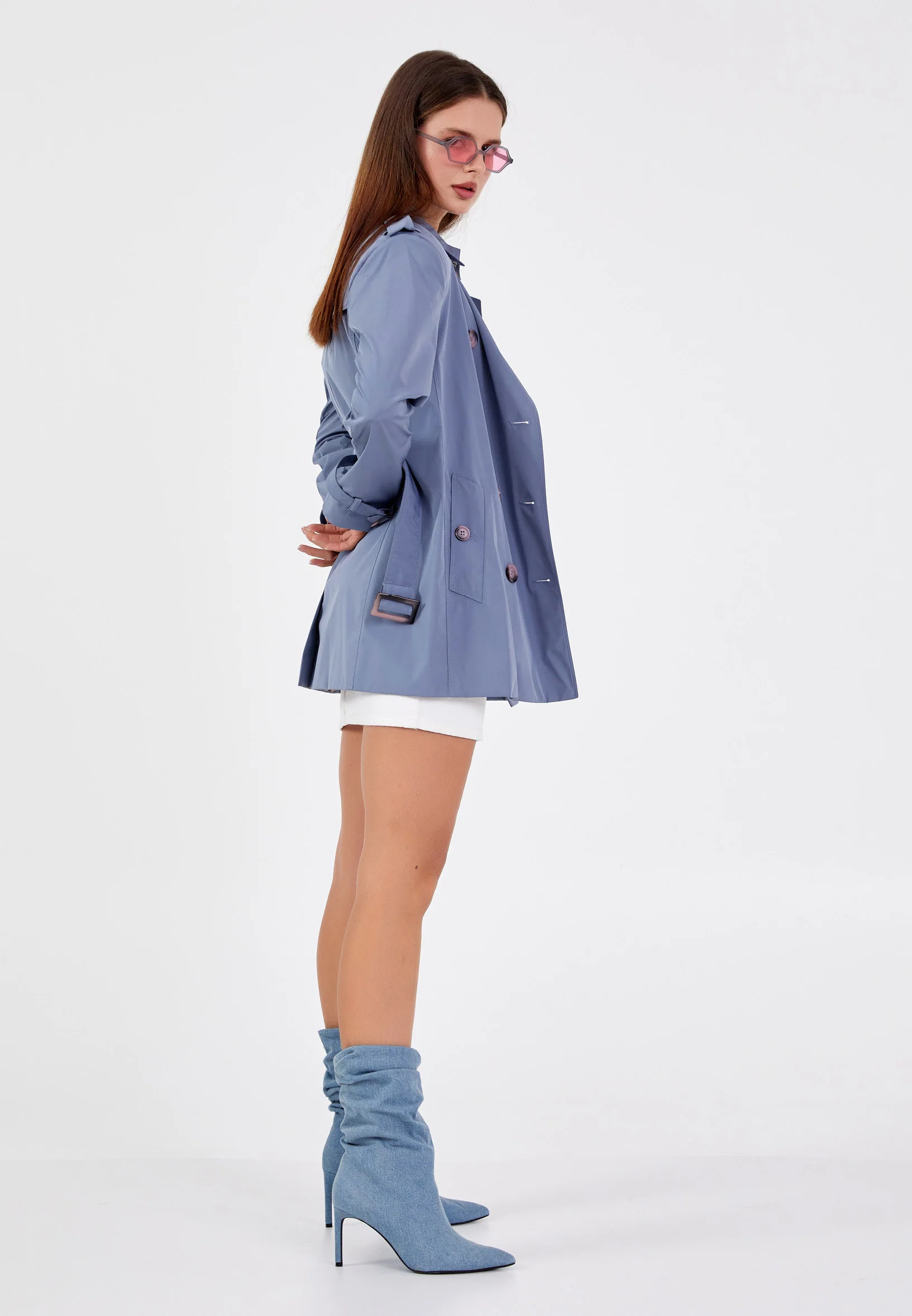 Polyester Solid Color Regular Coat grm0363 - Image 6